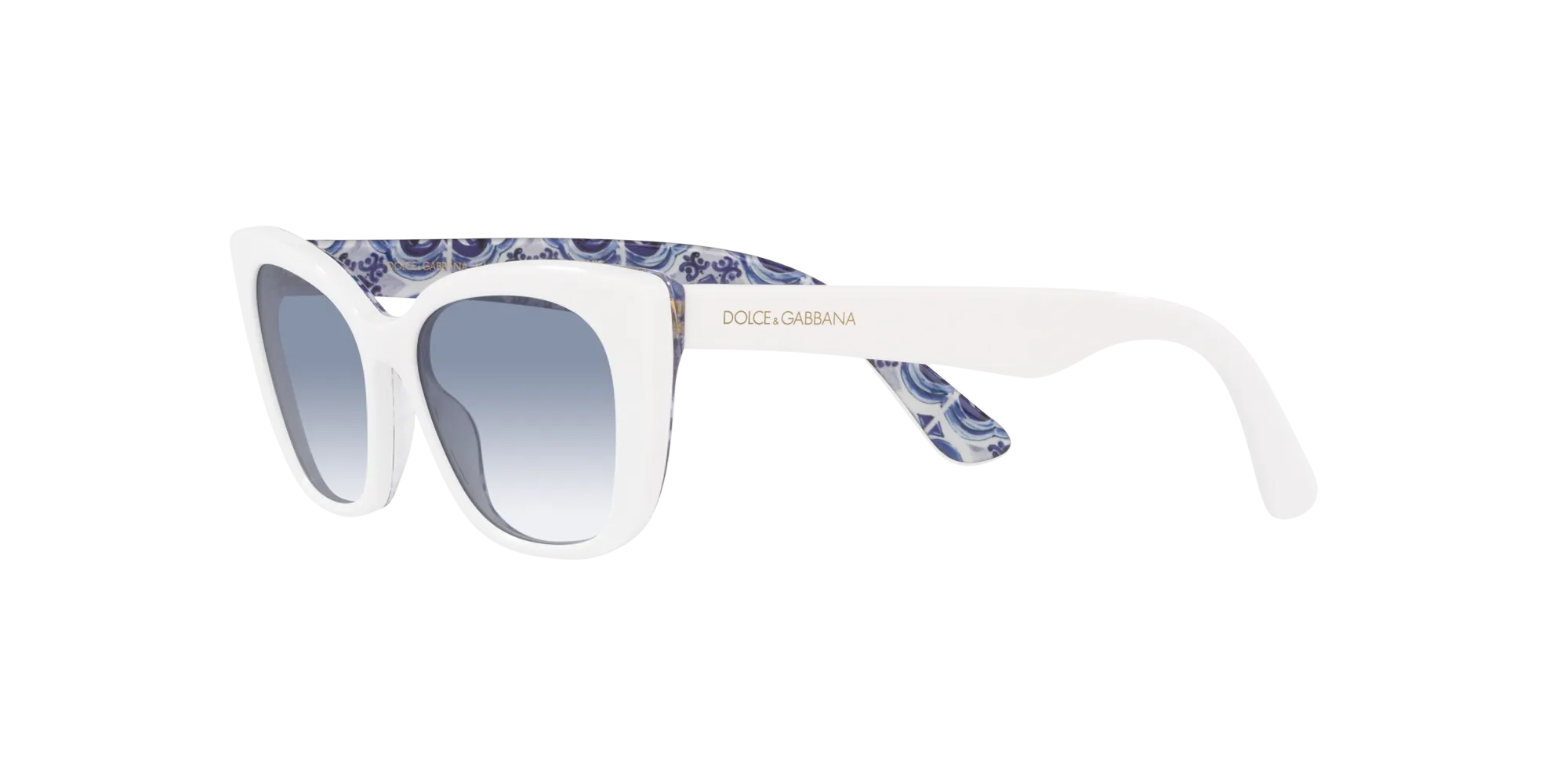Dolce & Gabbana DX4427 337119 Occhiali da sole Acetato Bianco Blu Cat Eye Normale Sfumato - immagine 4