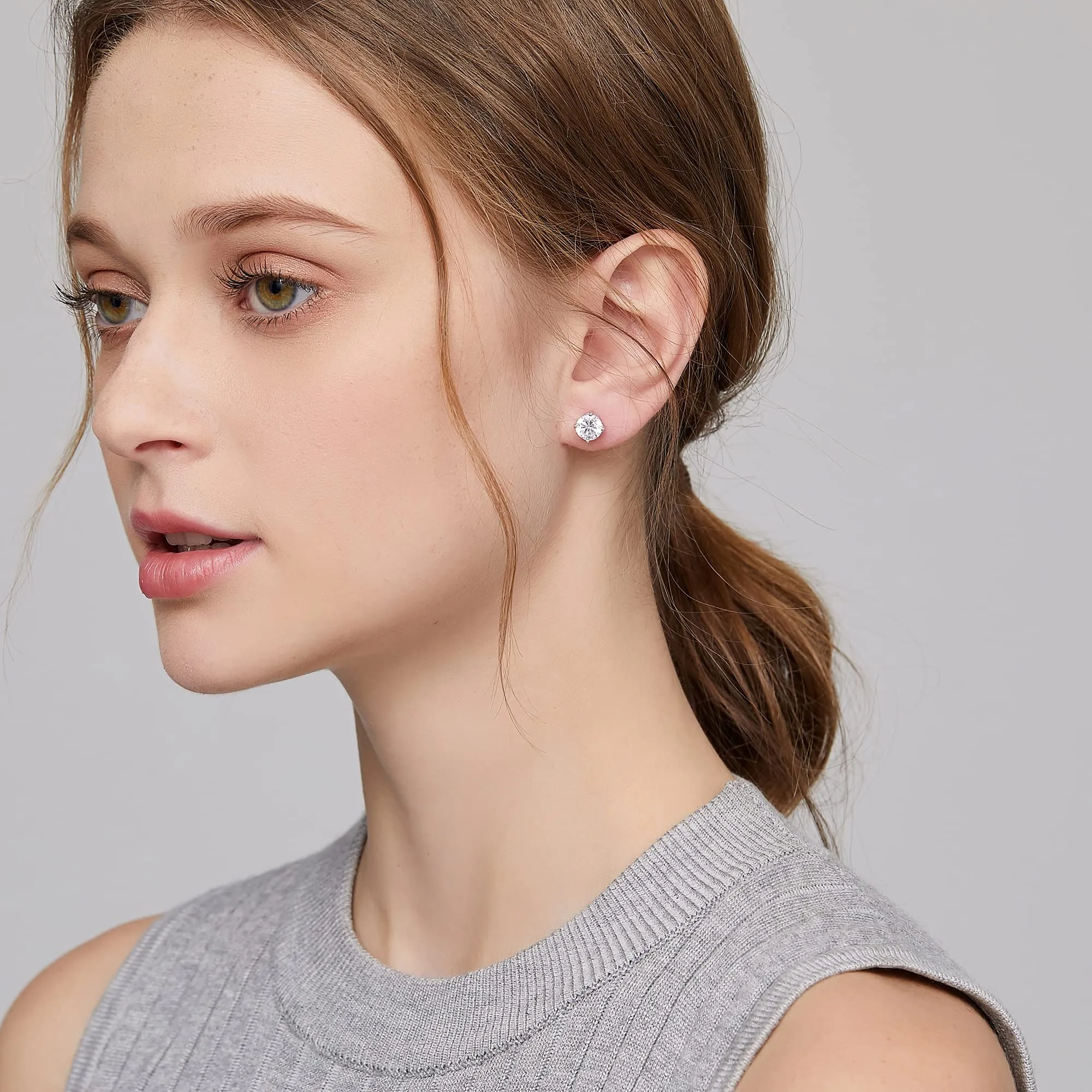 Orecchini Uomo Diamanti Zirconi Argento Diamante Orecchino Uomo Donna Con Zirconi Argento 18K Oro Placcata Orecchini Donna 6mm - immagine 6