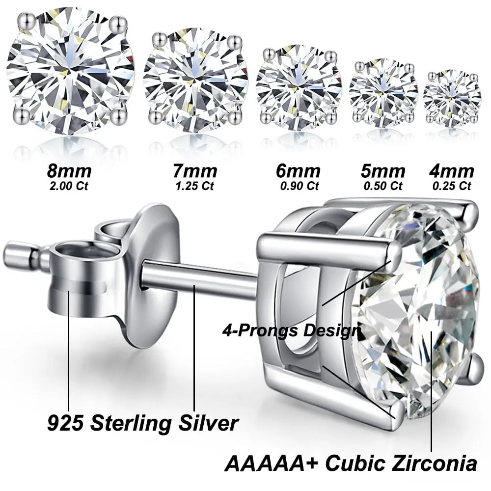 Orecchini Uomo Diamante Donna Orecchino Diamanti Anello Zirconi Argento Brillantino Orecchino Uomo Orecchini Bianco con Zirconi 7mm - immagine 4