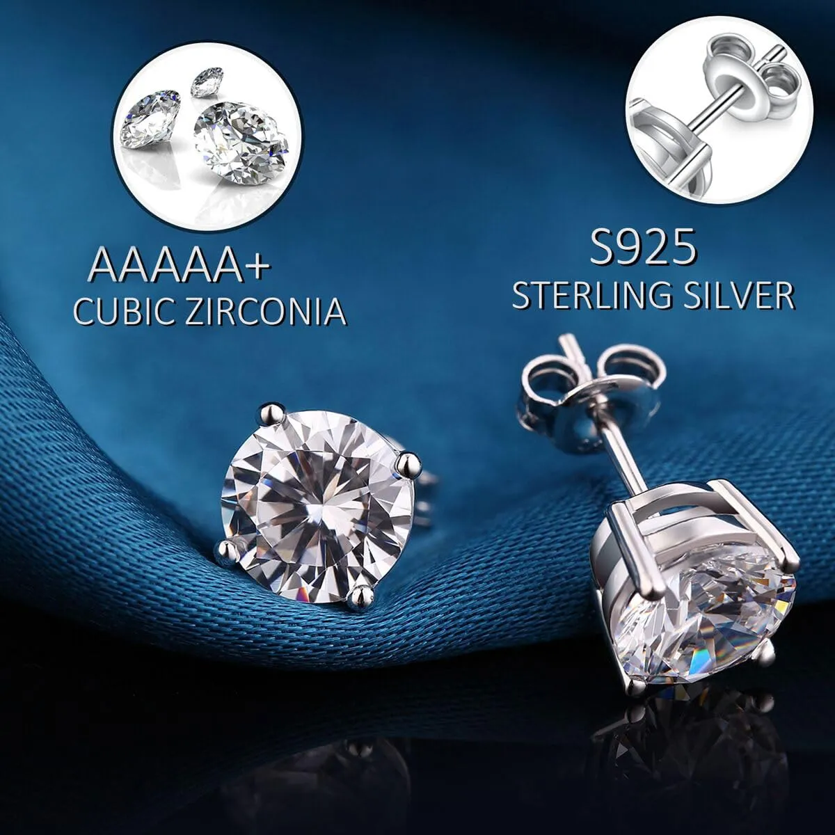 Orecchini Uomo Diamante Donna Orecchino Diamanti Anello Zirconi Argento Brillantino Orecchino Uomo Orecchini Bianco con Zirconi 7mm - immagine 6