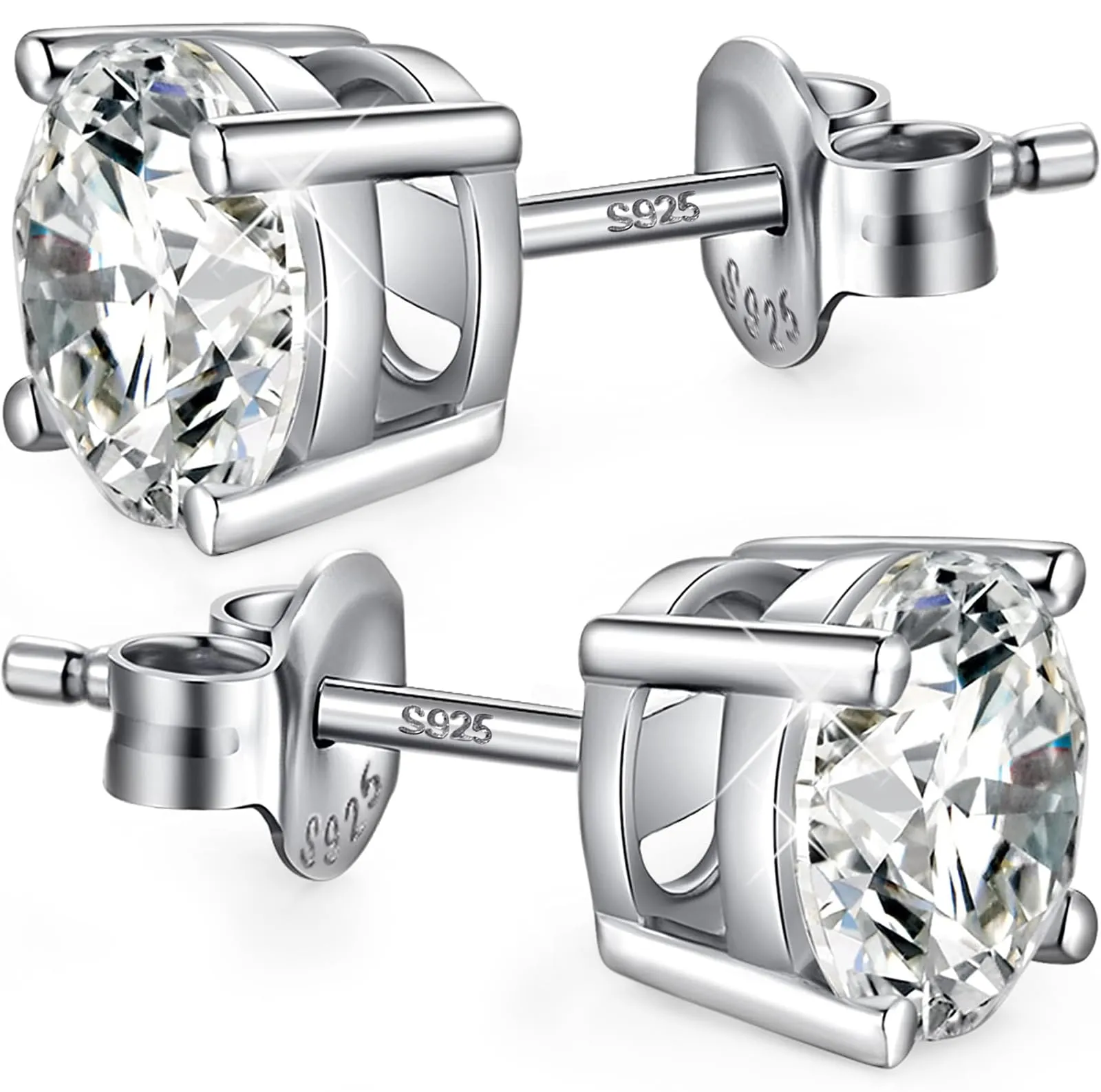 Orecchini Uomo Diamanti Argento 925 Donna Zirconi Diamante Orecchino Uomo Brillante Diamante Brillanti Orecchini 8mm - immagine 1