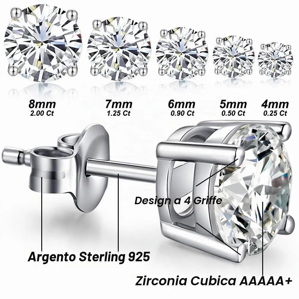 Orecchini Uomo Diamanti Argento 925 Donna Zirconi Diamante Orecchino Uomo Brillante Diamante Brillanti Orecchini 5mm - immagine 5