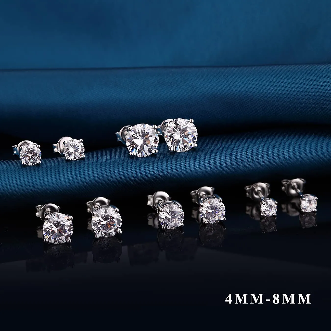 Orecchini Uomo Diamanti Zirconi Argento Diamante Orecchino Uomo Donna Con Zirconi Argento 18K Oro Placcata Orecchini Donna 4mm - immagine 5