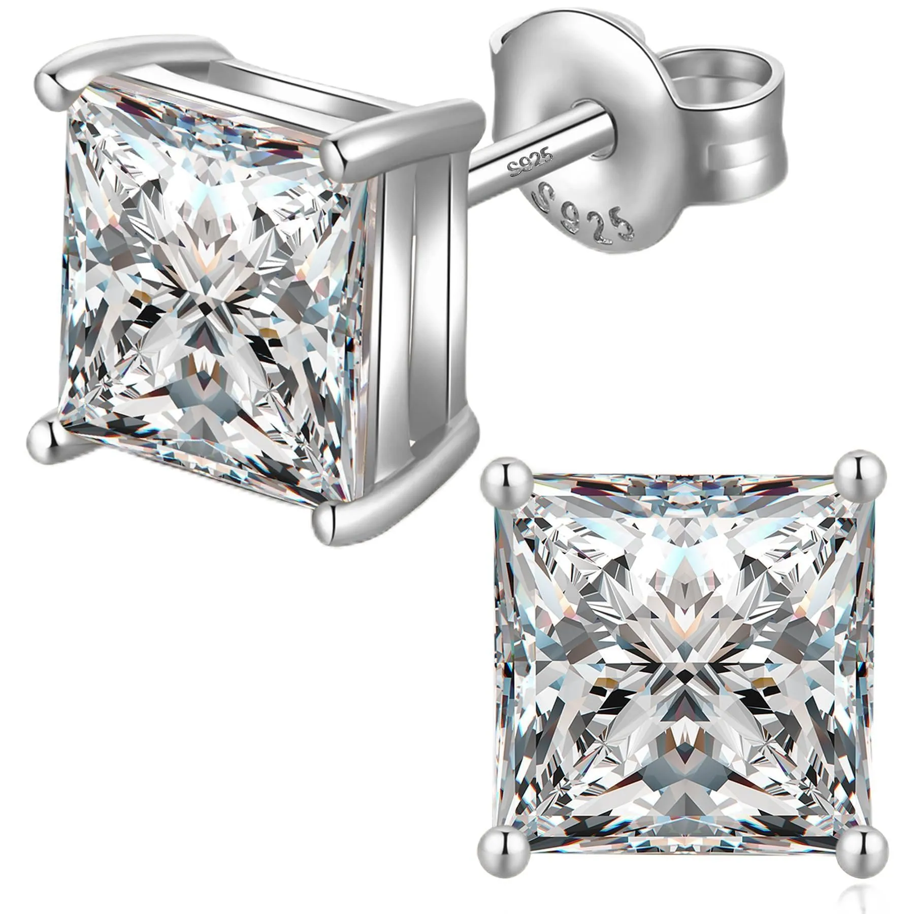 Orecchini Uomo Diamante Argento 925 Diamante Donna Brillanti Grande Zirconi Brillanti Diamante Orecchino Uomo 8mm - immagine 1