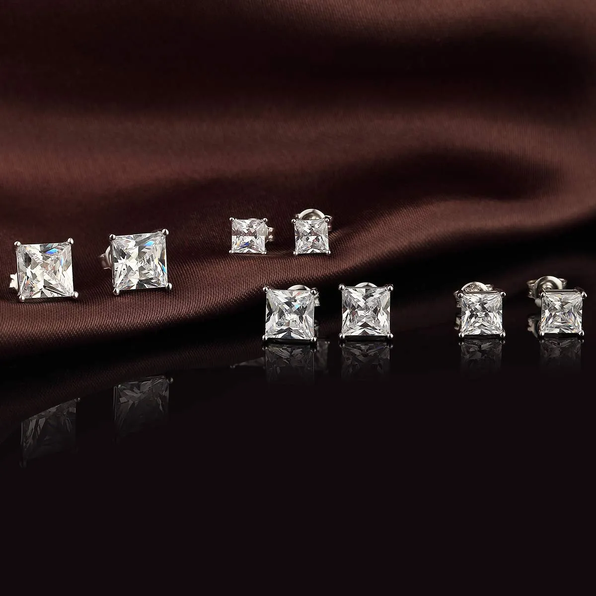 Orecchini Uomo Diamanti Argento 925 Donna Orecchini Punto Luce in Argento 925 con Zirconi Bianchi Taglio Diamante 4mm - immagine 7