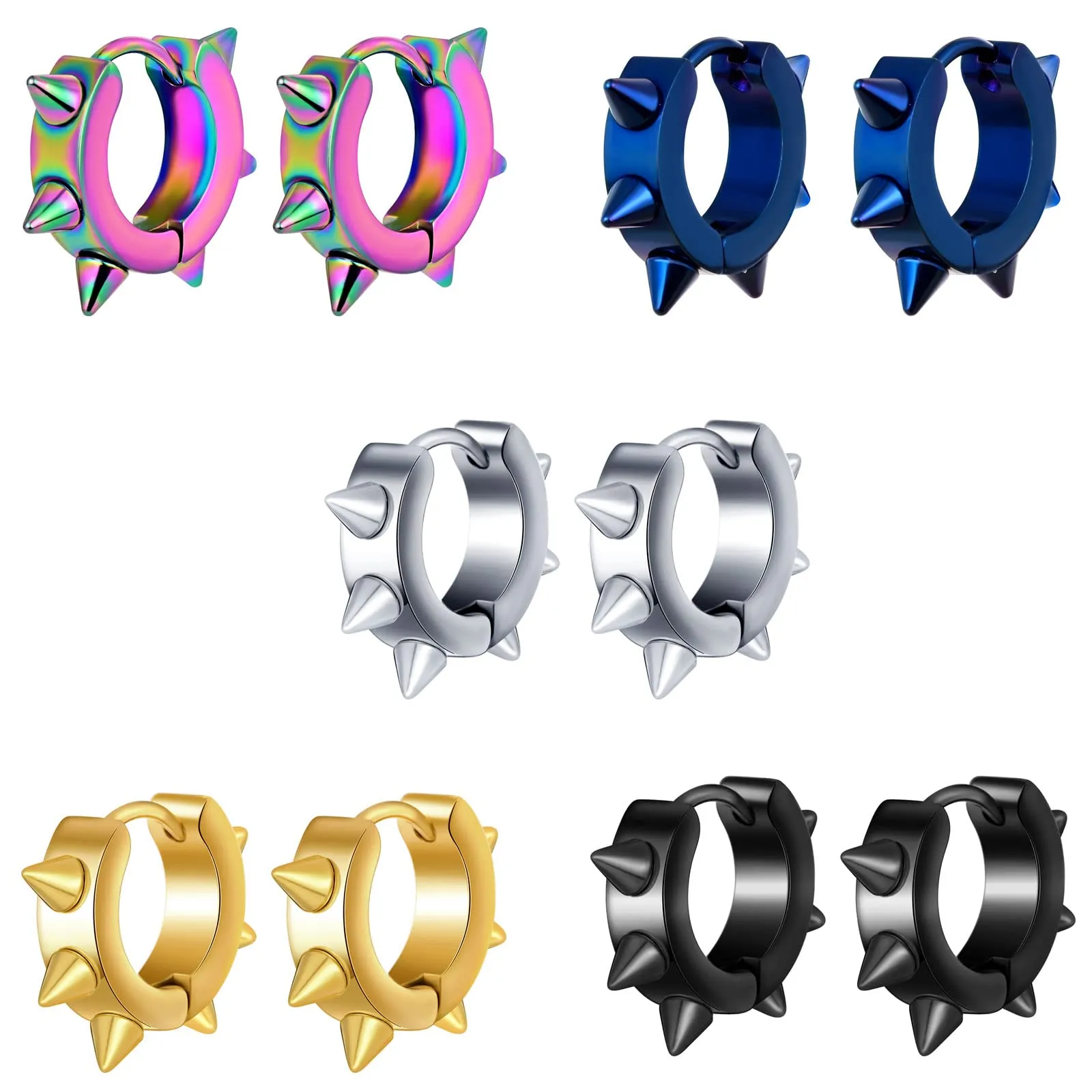 feilok Mens Acciaio Inossidabile Orecchini Delle Donne Piercing Ear Plug Tunnel Spike - immagine 1