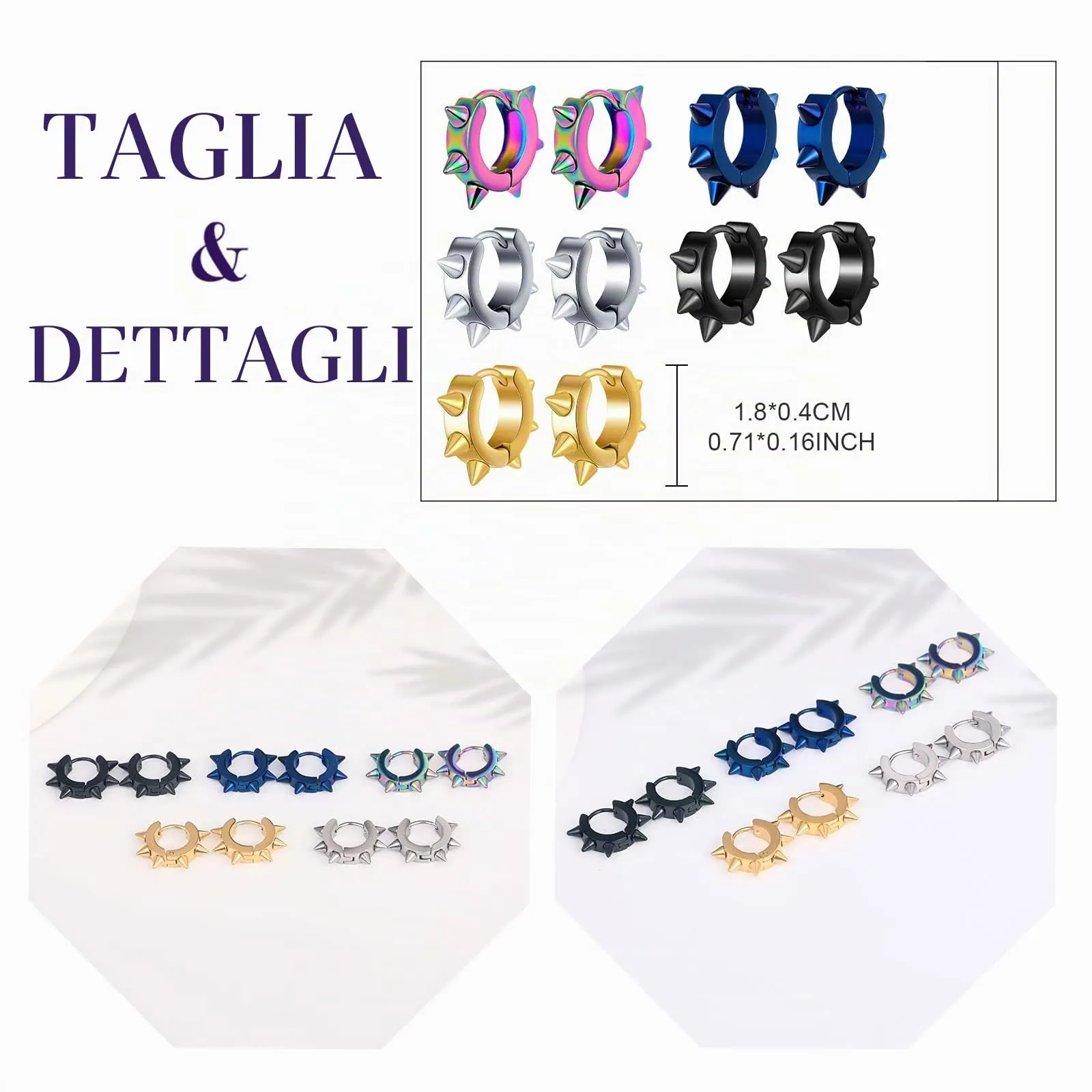 feilok Mens Acciaio Inossidabile Orecchini Delle Donne Piercing Ear Plug Tunnel Spike - immagine 2