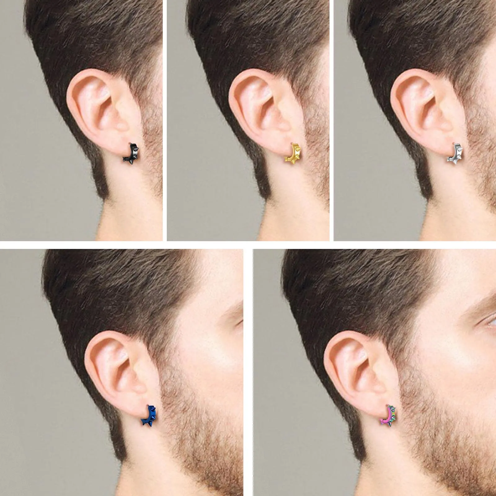 feilok Mens Acciaio Inossidabile Orecchini Delle Donne Piercing Ear Plug Tunnel Spike - immagine 4