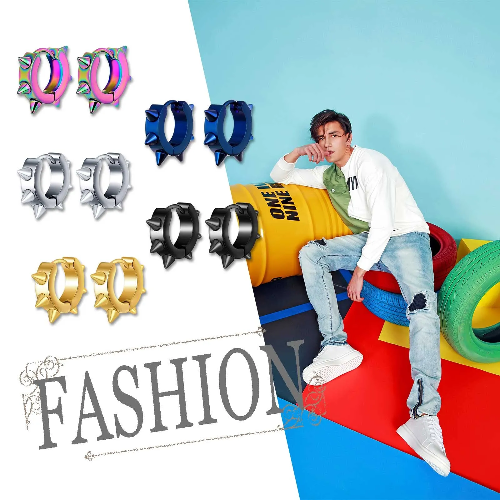 feilok Mens Acciaio Inossidabile Orecchini Delle Donne Piercing Ear Plug Tunnel Spike - immagine 5