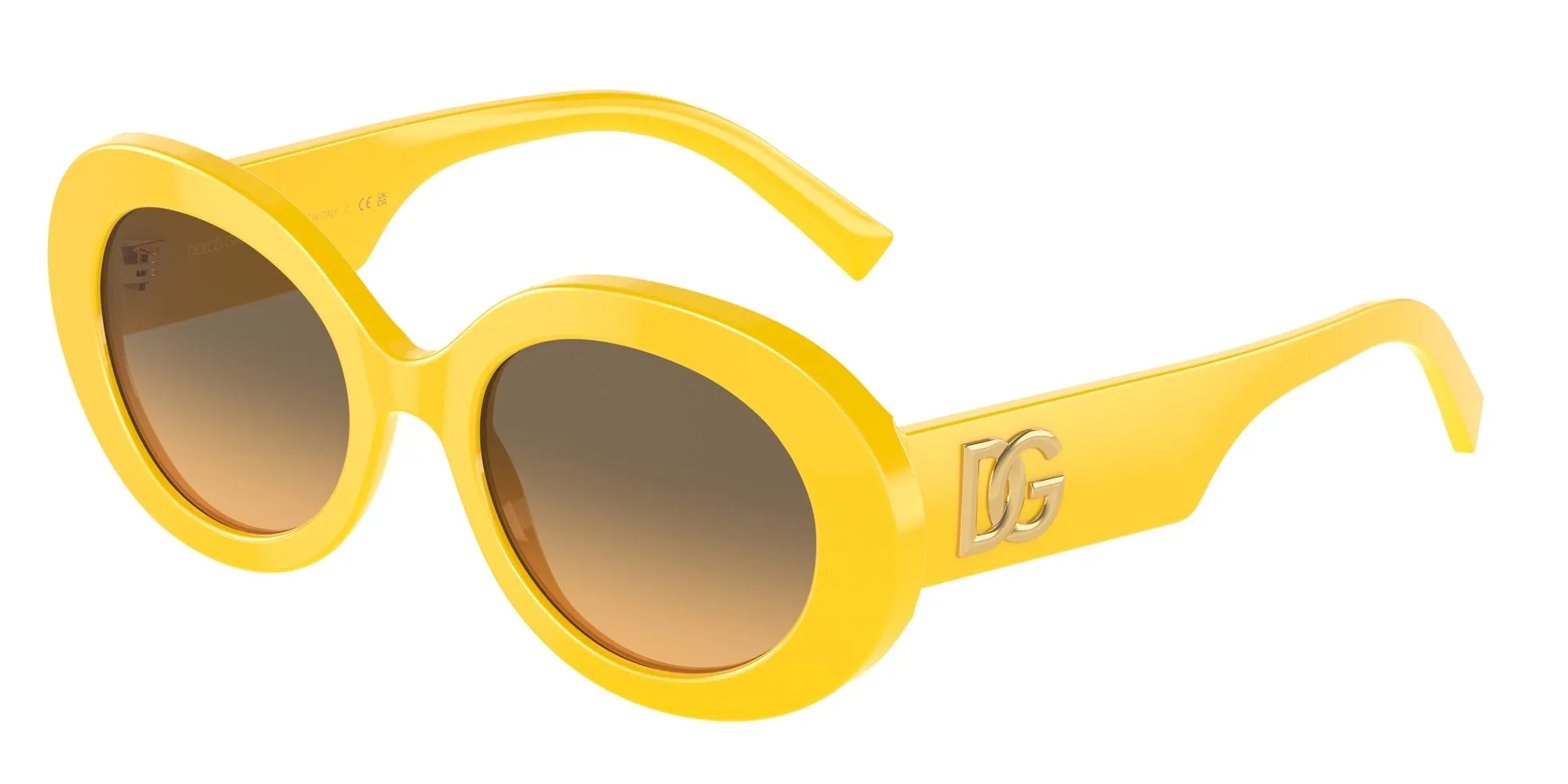 Dolce & Gabbana DG4448 333411 Occhiali da sole Acetato Giallo Grigio Rotonda Normale Sfumato - immagine 1