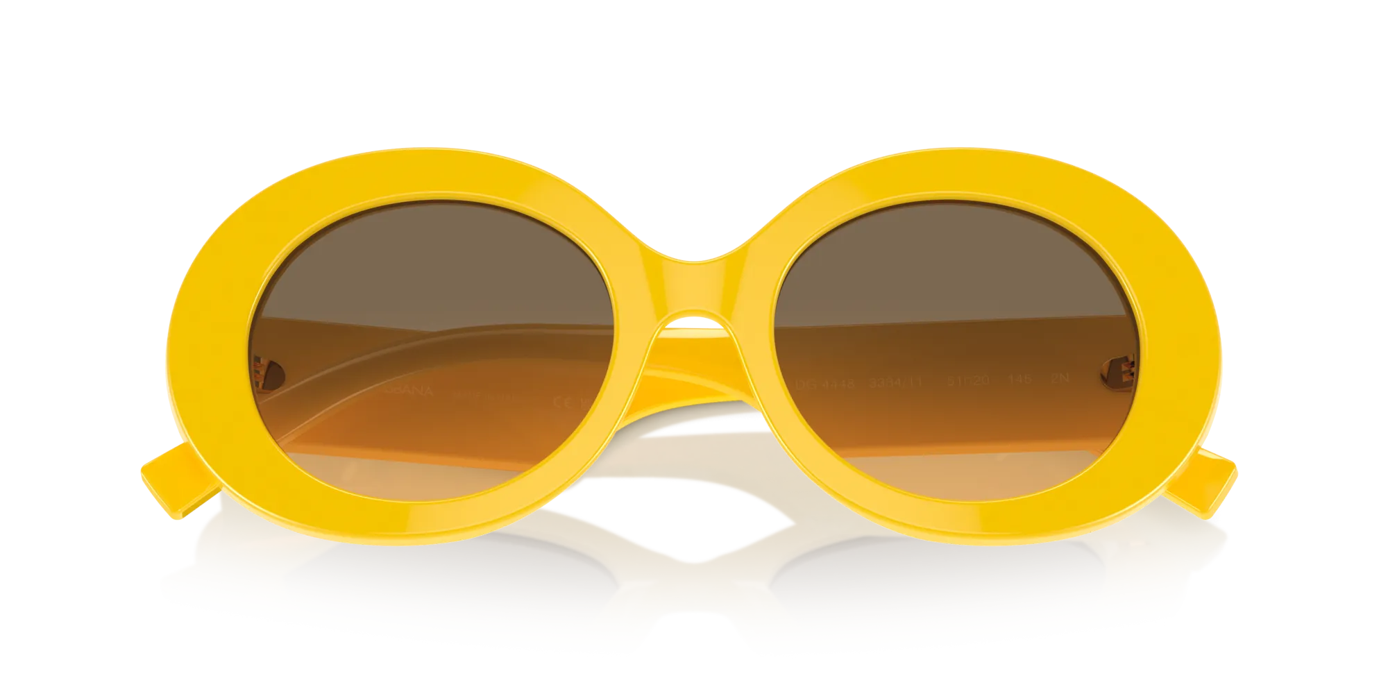 Dolce & Gabbana DG4448 333411 Occhiali da sole Acetato Giallo Grigio Rotonda Normale Sfumato - immagine 2