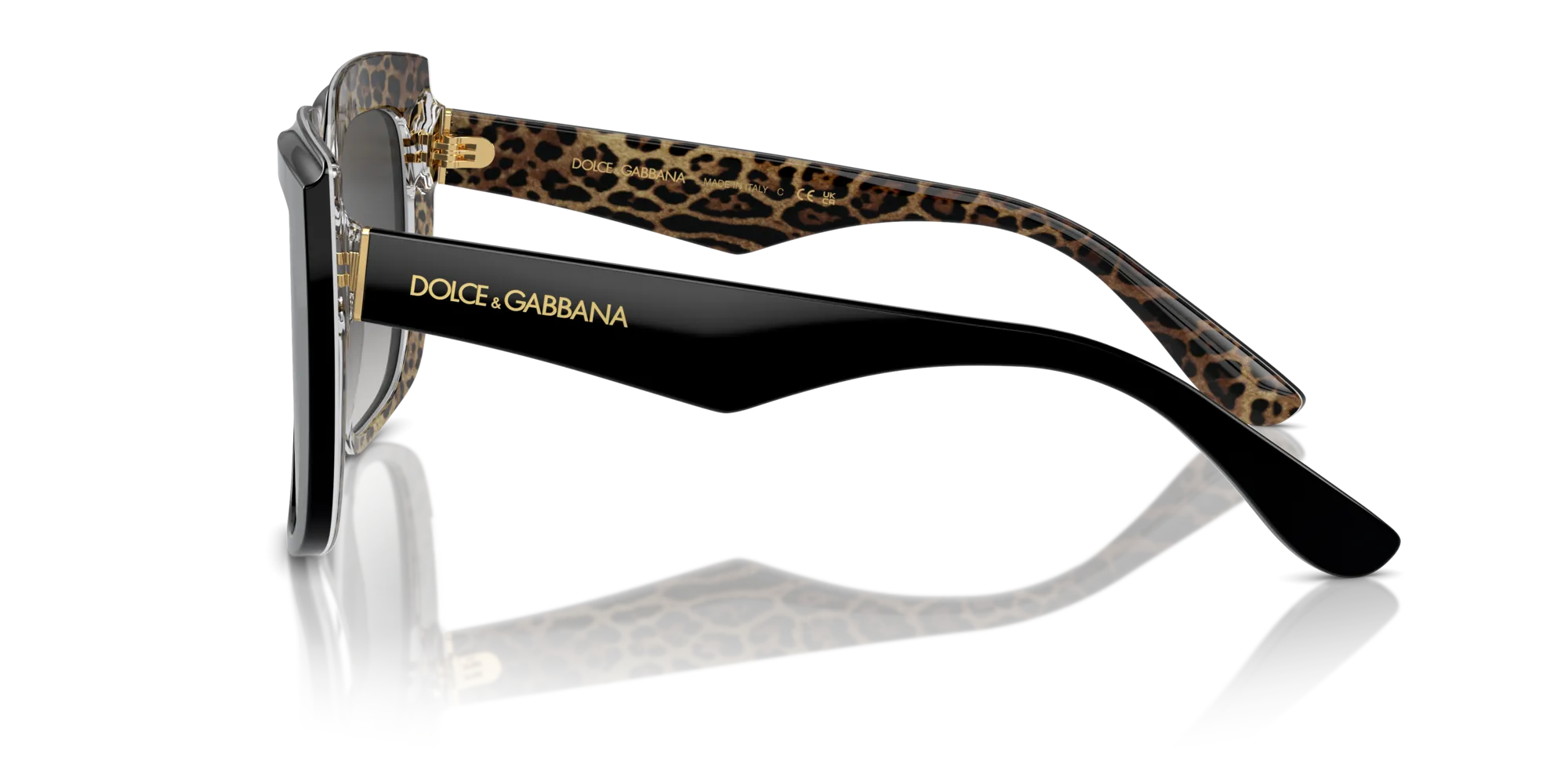 Dolce & Gabbana DG4414 32998G Occhiali da sole Acetato Nero Grigio Squadrata Normale Sfumato - immagine 4