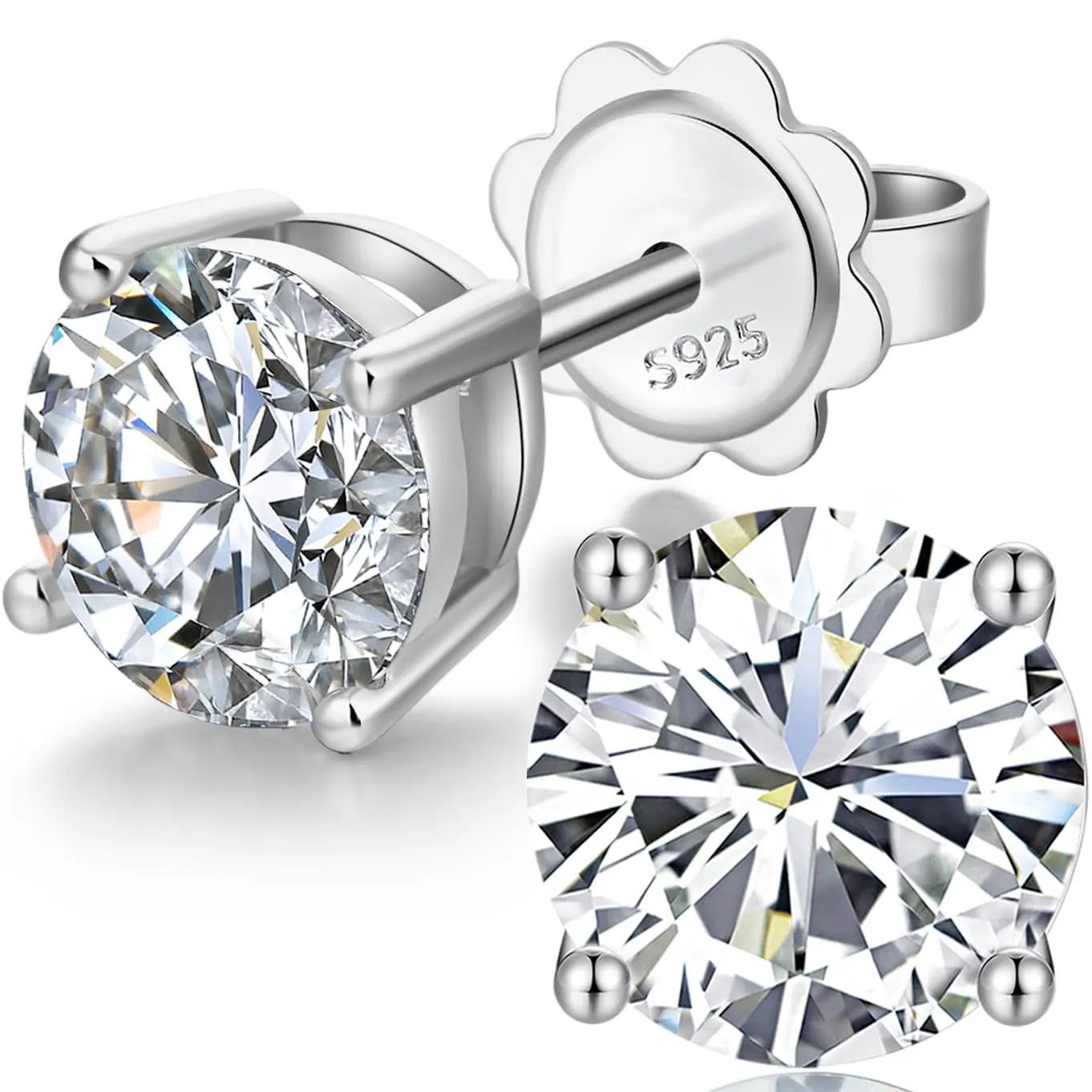 Orecchini Uomo Diamante Donna Orecchino Diamanti Anello Zirconi Argento Brillantino Orecchino Uomo Orecchini Bianco con Zirconi 7mm - immagine 1