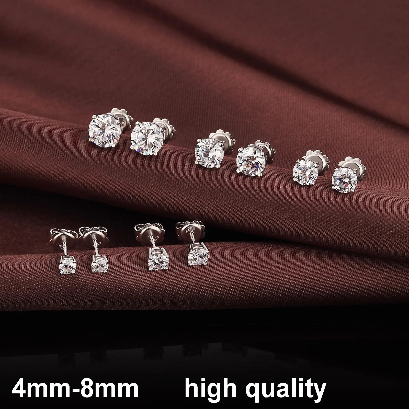 Orecchini Uomo Diamanti Zirconi Argento Diamante Orecchino Uomo Donna Con Zirconi Argento 18K Oro Placcata Orecchini Donna 6mm - immagine 7