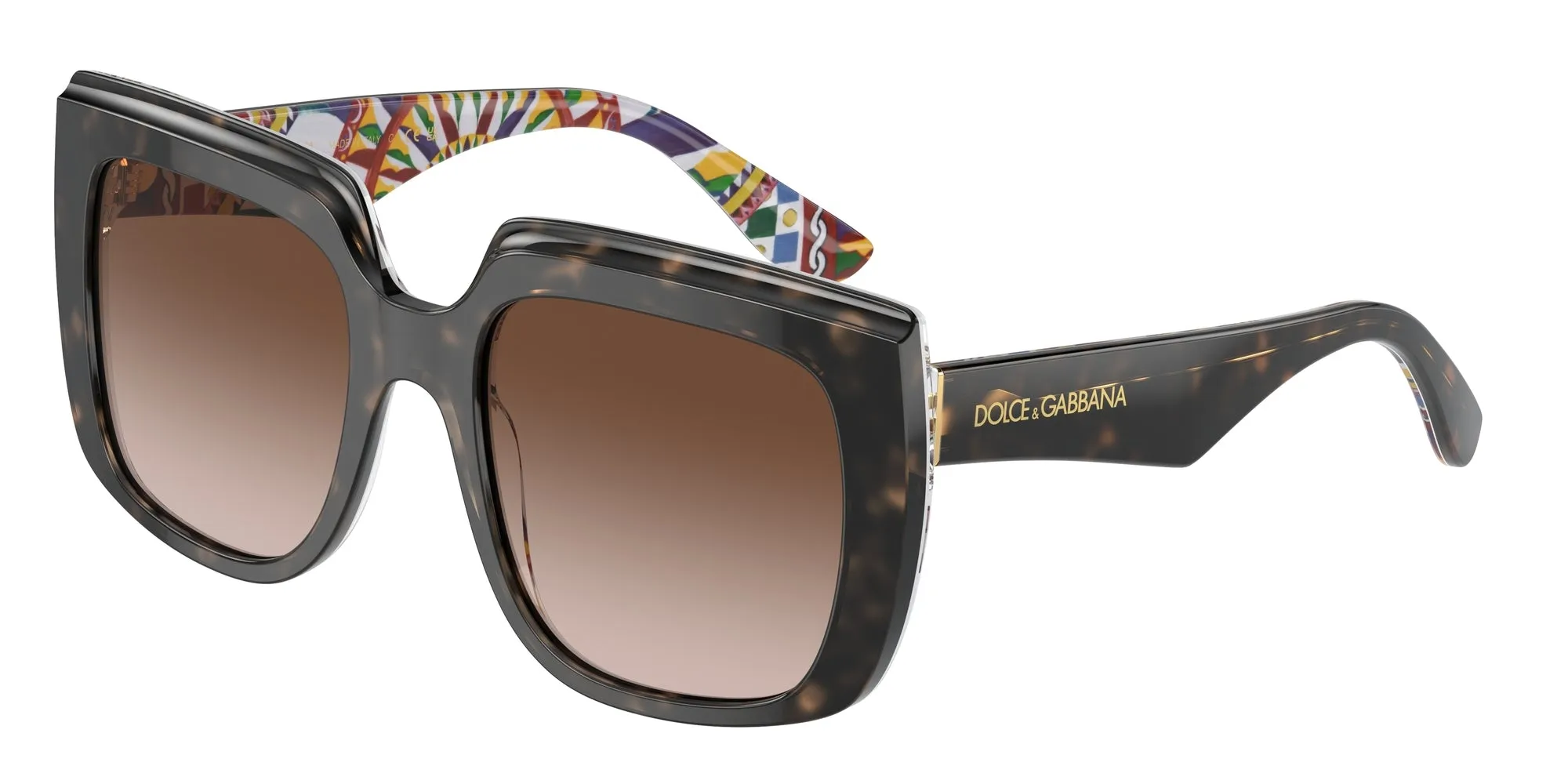 Dolce & Gabbana DG4414 321713 Occhiali da sole Acetato Tartaruga Marrone Squadrata Normale Sfumato - immagine 1