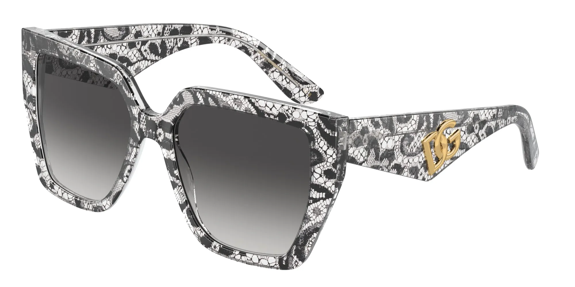 Dolce & Gabbana DG4438 32878G Occhiali da sole Acetato Nero Grigio Squadrata Normale Sfumato - immagine 1