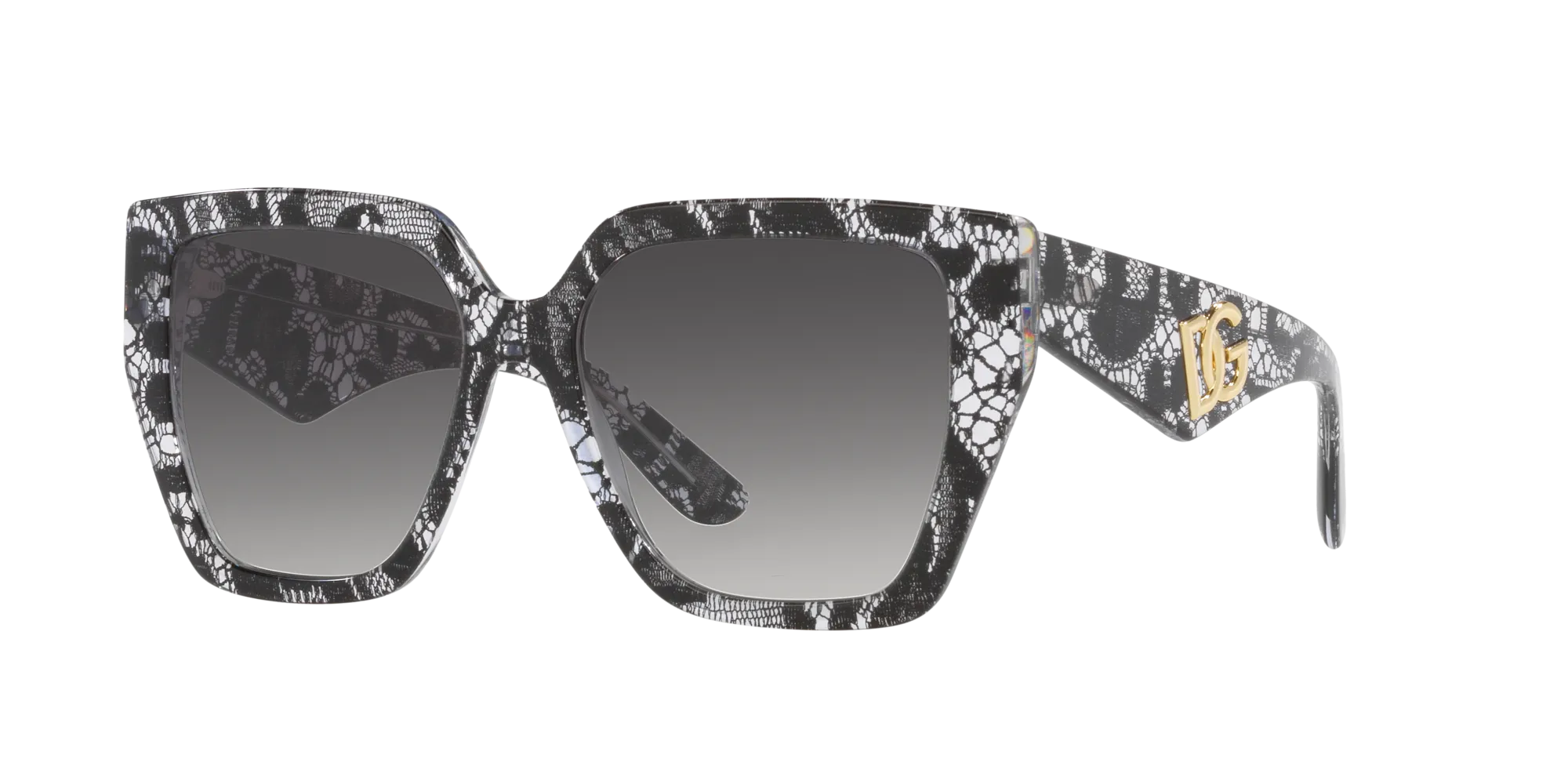 Dolce & Gabbana DG4438 32878G Occhiali da sole Acetato Nero Grigio Squadrata Normale Sfumato - immagine 3