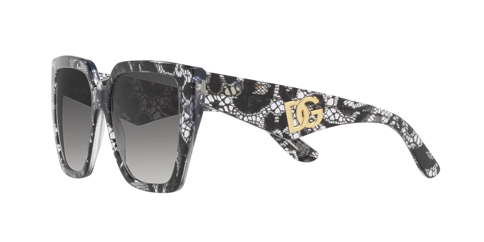Dolce & Gabbana DG4438 32878G Occhiali da sole Acetato Nero Grigio Squadrata Normale Sfumato - immagine 4