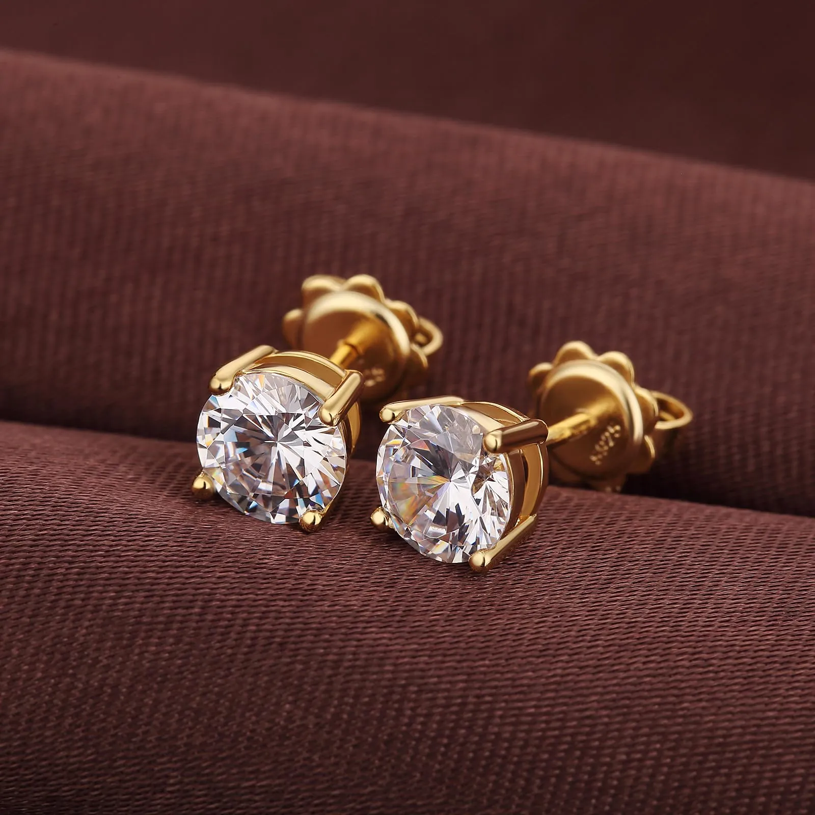 Orecchini Uomo Oro e Argento 925 Con Diamante e Brillante 4mm - immagine 5