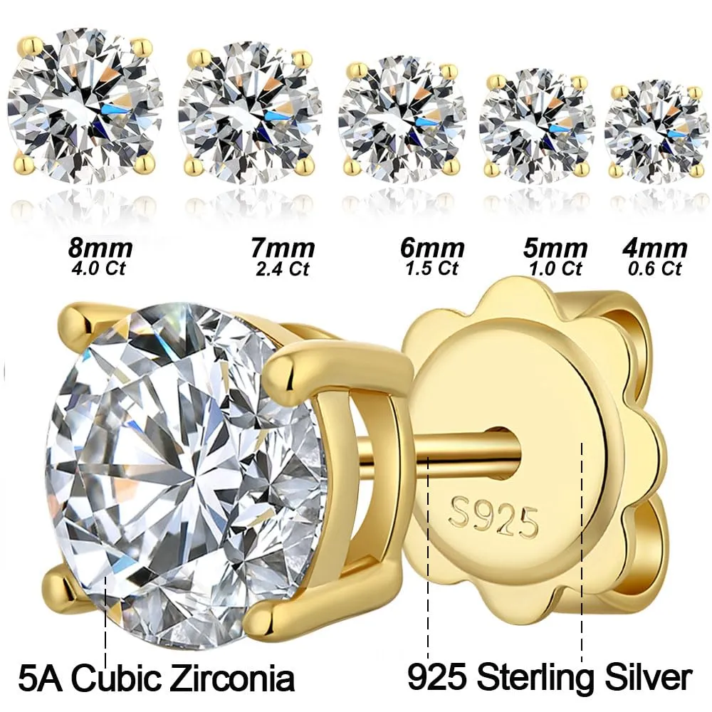 Orecchini Uomo Oro e Argento 925 Con Diamante e Brillante 4mm - immagine 6