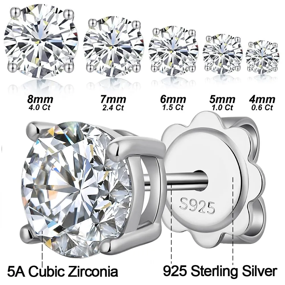 Orecchini Uomo Diamanti Zirconi Argento Diamante Orecchino Uomo Donna Con Zirconi Argento 18K Oro Placcata Orecchini Donna 4mm - immagine 3