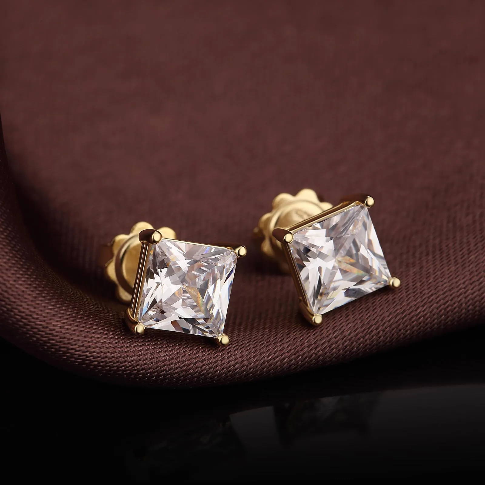 Orecchini Uomo Oro Diamante Quadrato 4mm - Orecchini Quadrati - immagine 5
