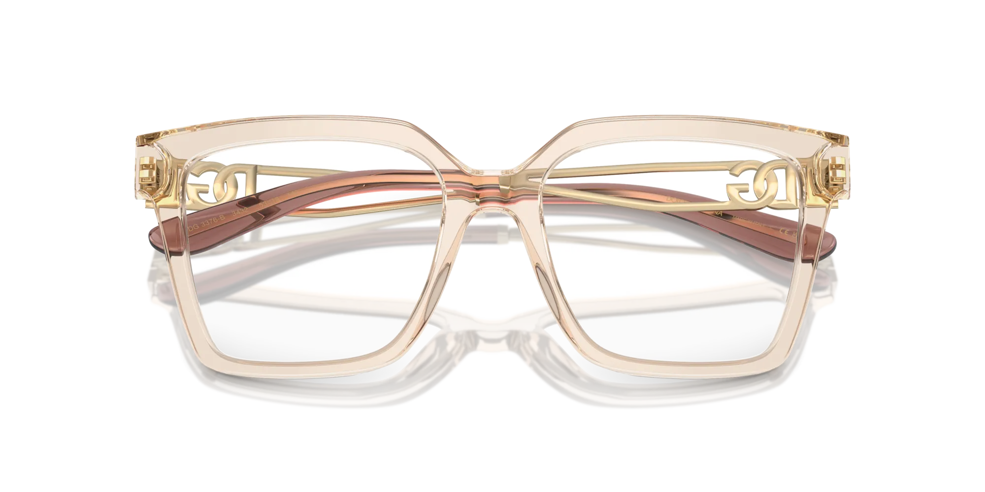 Dolce & Gabbana DG3376B 3432 Montature da vista Acetato Marrone Trasparente Squadrata Normale - immagine 2