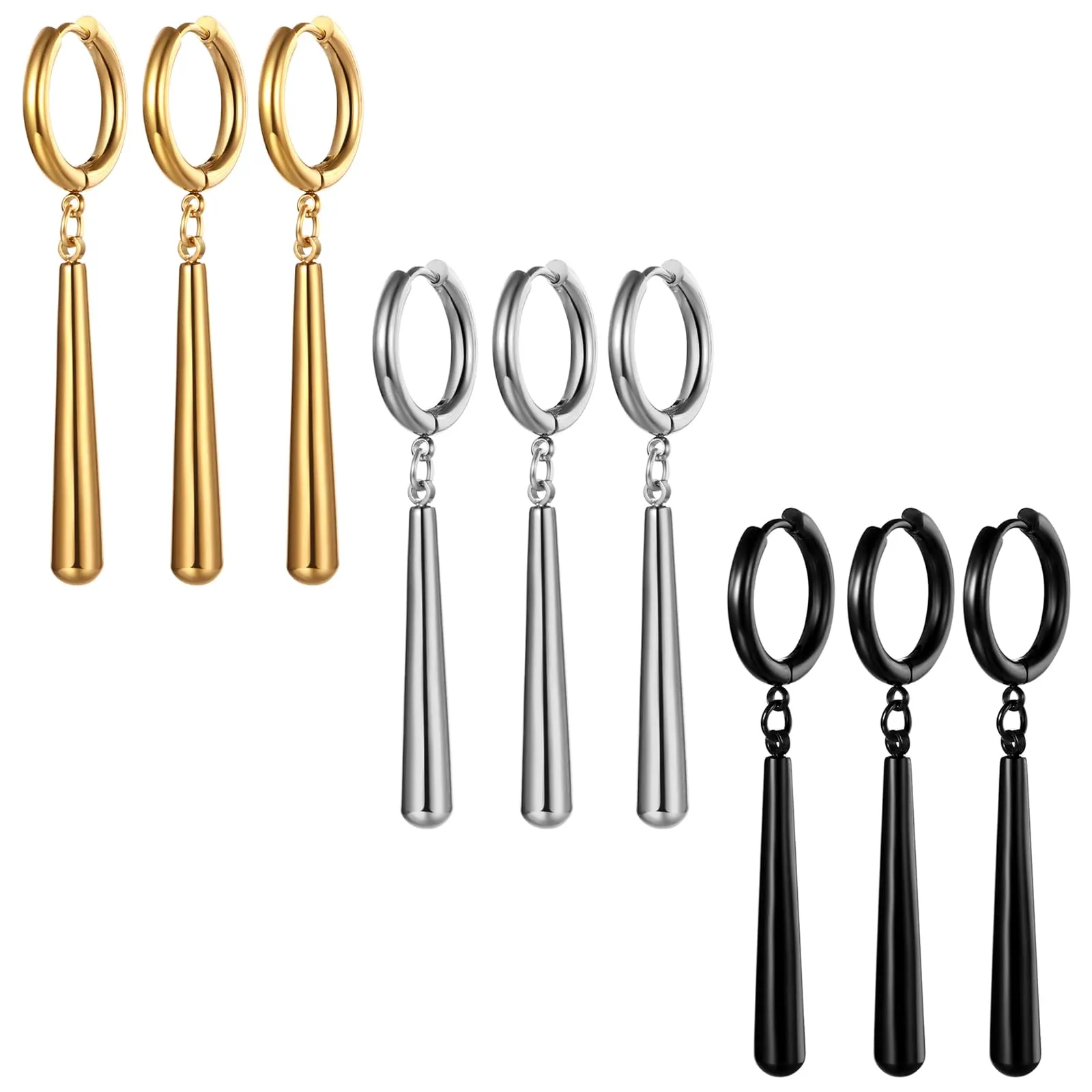 JewelryWe Orecchini Set con Pendenti Cosplay: 3 Pezzi Zoro Orecchini Roronoa Idee Regalo Appassionato di Anime - immagine 4