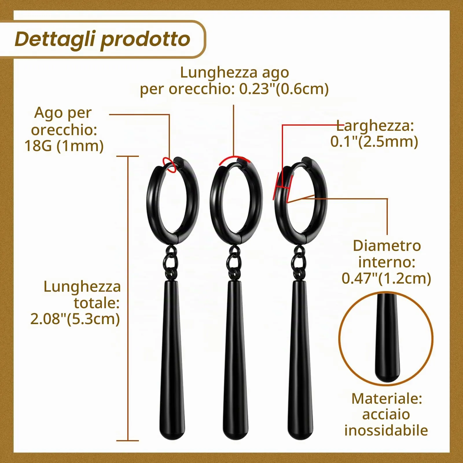 JewelryWe Orecchini Set con Pendenti Cosplay: 3 Pezzi Zoro Orecchini Roronoa Idee Regalo Appassionato di Anime - immagine 5