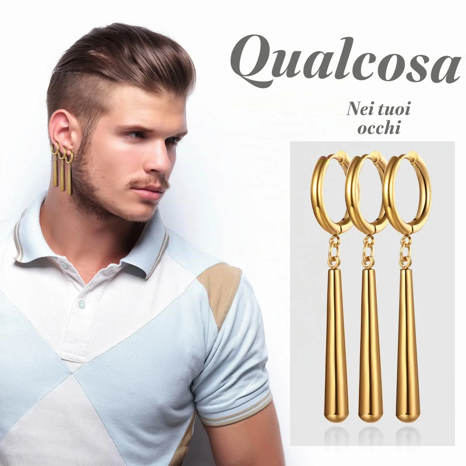JewelryWe Orecchini Set con Pendenti Cosplay: 3 Pezzi Zoro Orecchini Roronoa Idee Regalo Appassionato di Anime - immagine 6