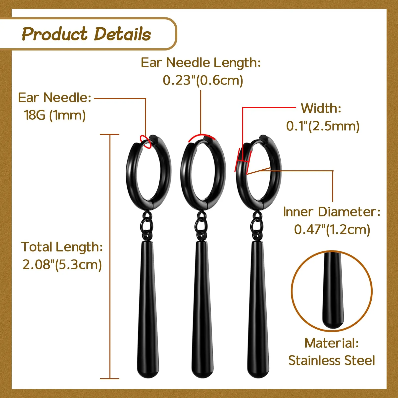 JewelryWe One Piece orecchini da uomo in acciaio inox Roronoa Zoro orecchini a cerchio Huggie orecchini clip on orecchini pendenti anime cosplay gioielli per gli amanti degli anime di Lorenor Zorro - immagine 4