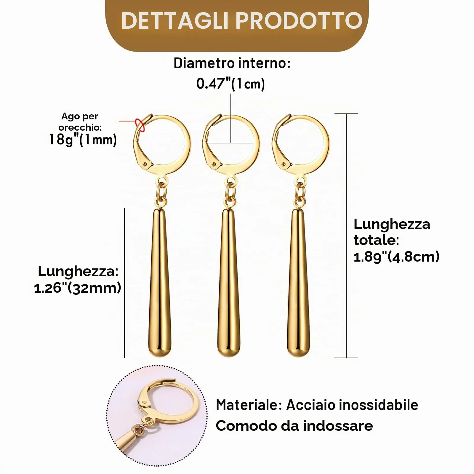 JewelryWe One Piece Orecchini a cerchio Roronoa Zoro in acciaio inox, da uomo, orecchini a clip, gioielli per cosplay per i fan di Lorenor Zorro, 4.8 cm - immagine 5