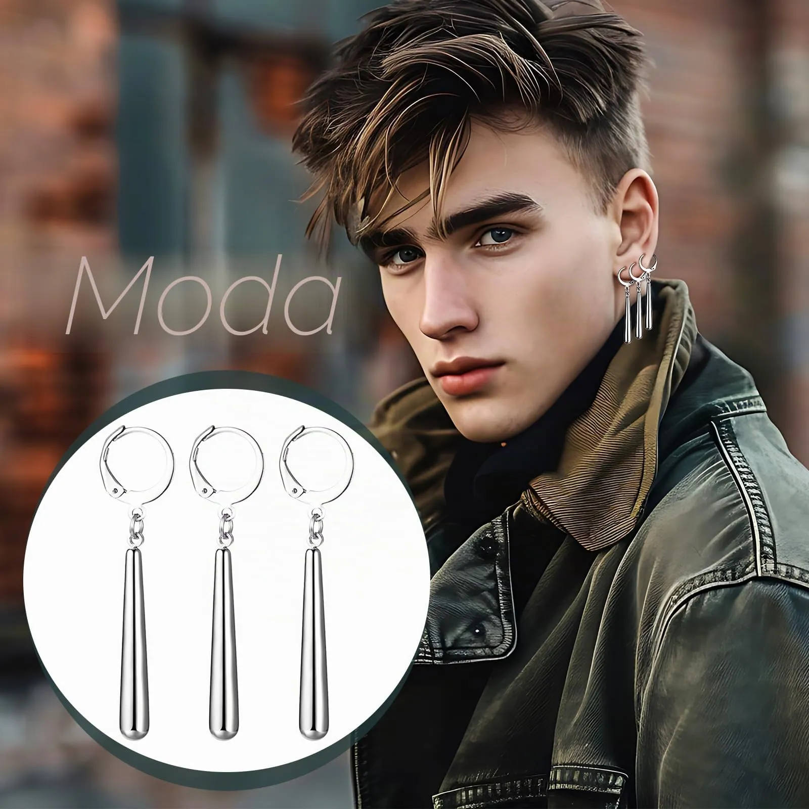 JewelryWe One Piece orecchini da uomo in acciaio inox Roronoa Zoro orecchini a cerchio Huggie orecchini clip on orecchini pendenti anime cosplay gioielli per gli amanti degli anime di Lorenor Zorro - immagine 5
