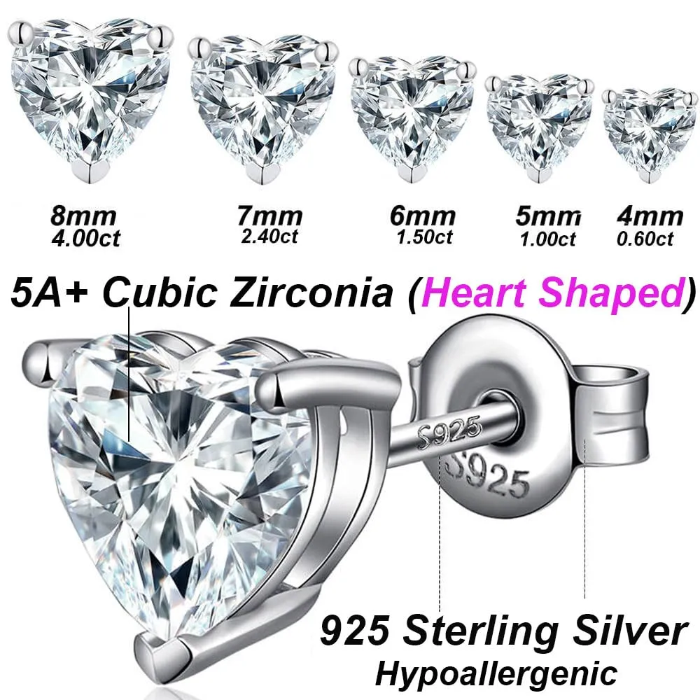 Orecchini Uomo Diamanti Argento 925 Donna Zirconi Diamante Orecchino Uomo Brillante Diamante Brillanti Orecchini Cuore - immagine 3
