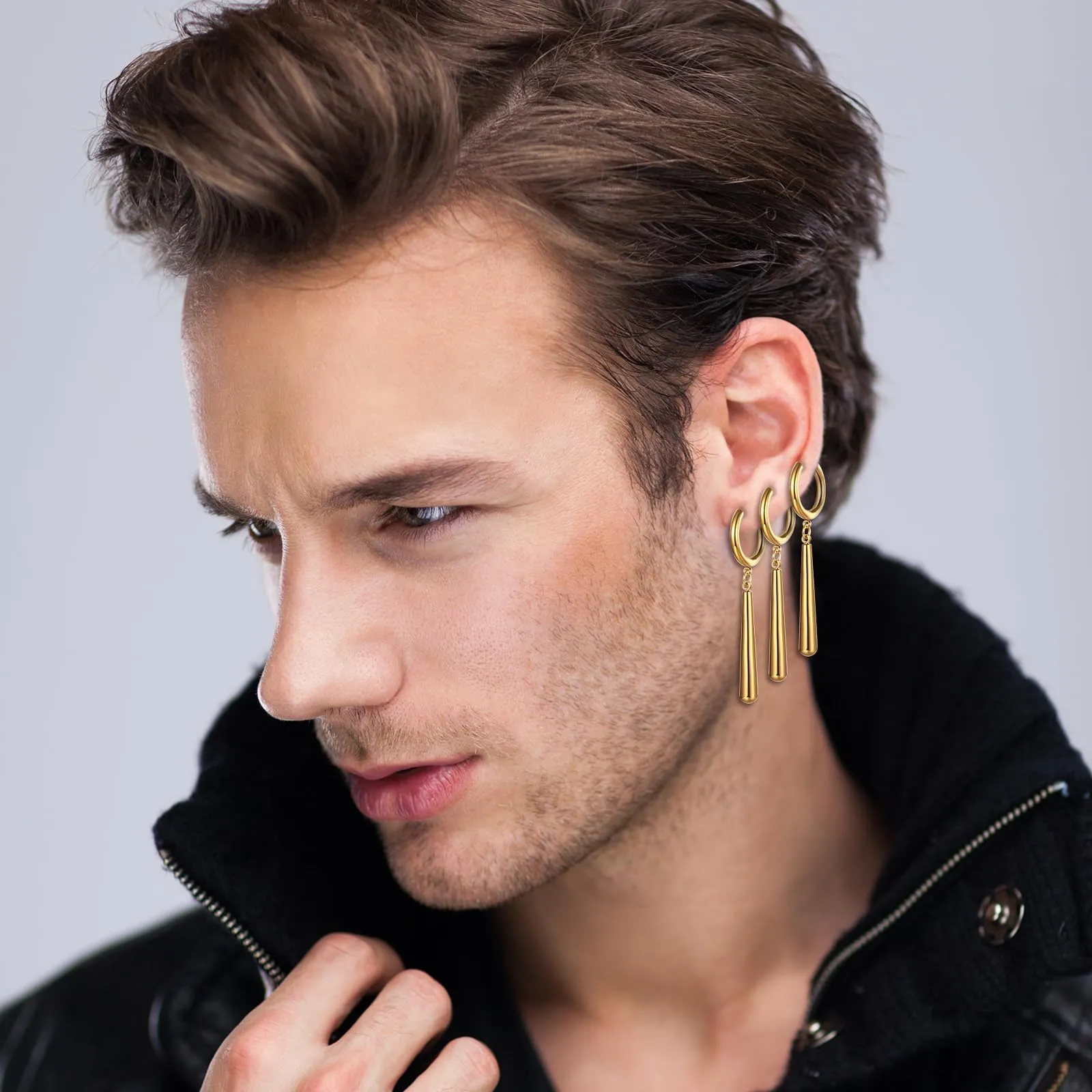 JewelryWe Orecchini Finti Zoro Cosplay: Set 3 Pezzi Orecchini con Pendente senza Buco Orecchini Roronoa Idee Regalo Appassionato di Anime - immagine 2