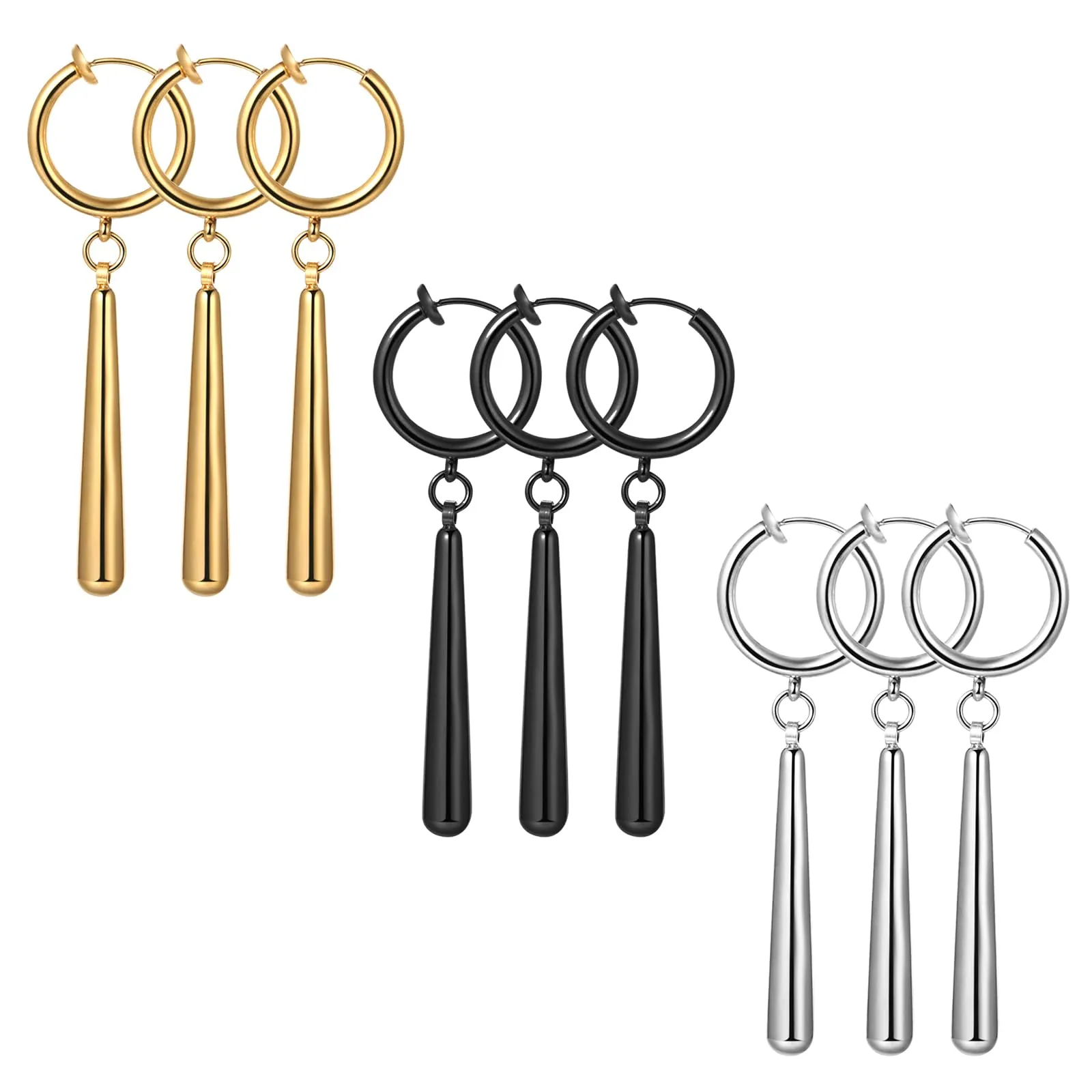 JewelryWe Orecchini Finti Zoro Cosplay: Set 3 Pezzi Orecchini con Pendente senza Buco Orecchini Roronoa Idee Regalo Appassionato di Anime - immagine 7