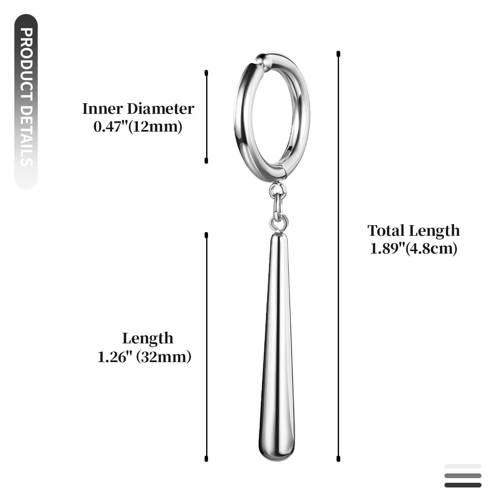 JewelryWe One Piece orecchini da uomo in acciaio inox Roronoa Zoro orecchini a cerchio Huggie orecchini clip on orecchini pendenti anime cosplay gioielli per gli amanti degli anime di Lorenor Zorro - immagine 2