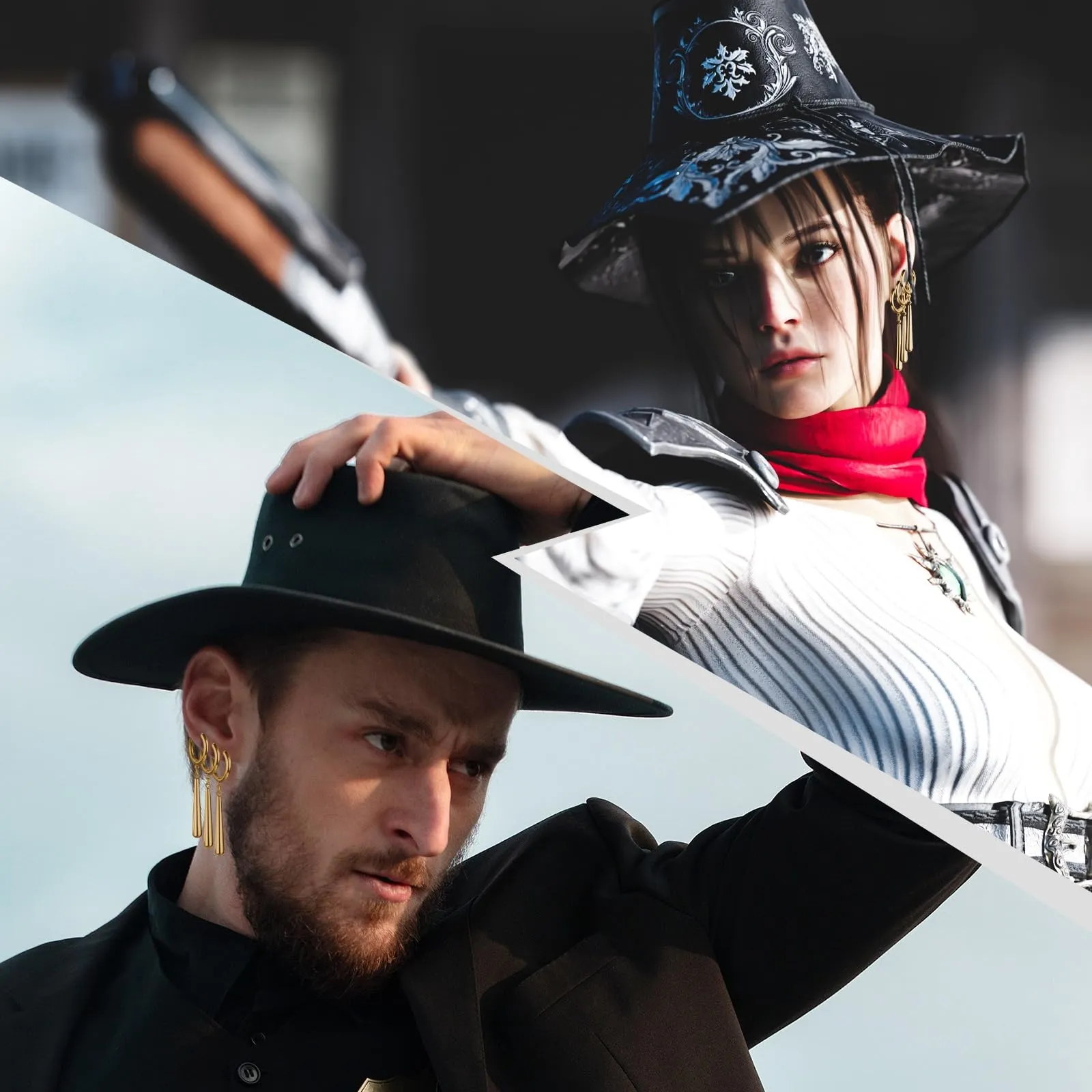 JewelryWe One Piece orecchini da uomo in acciaio inox Roronoa Zoro orecchini a cerchio Huggie orecchini clip on orecchini pendenti anime cosplay gioielli per gli amanti degli anime di Lorenor Zorro - immagine 3