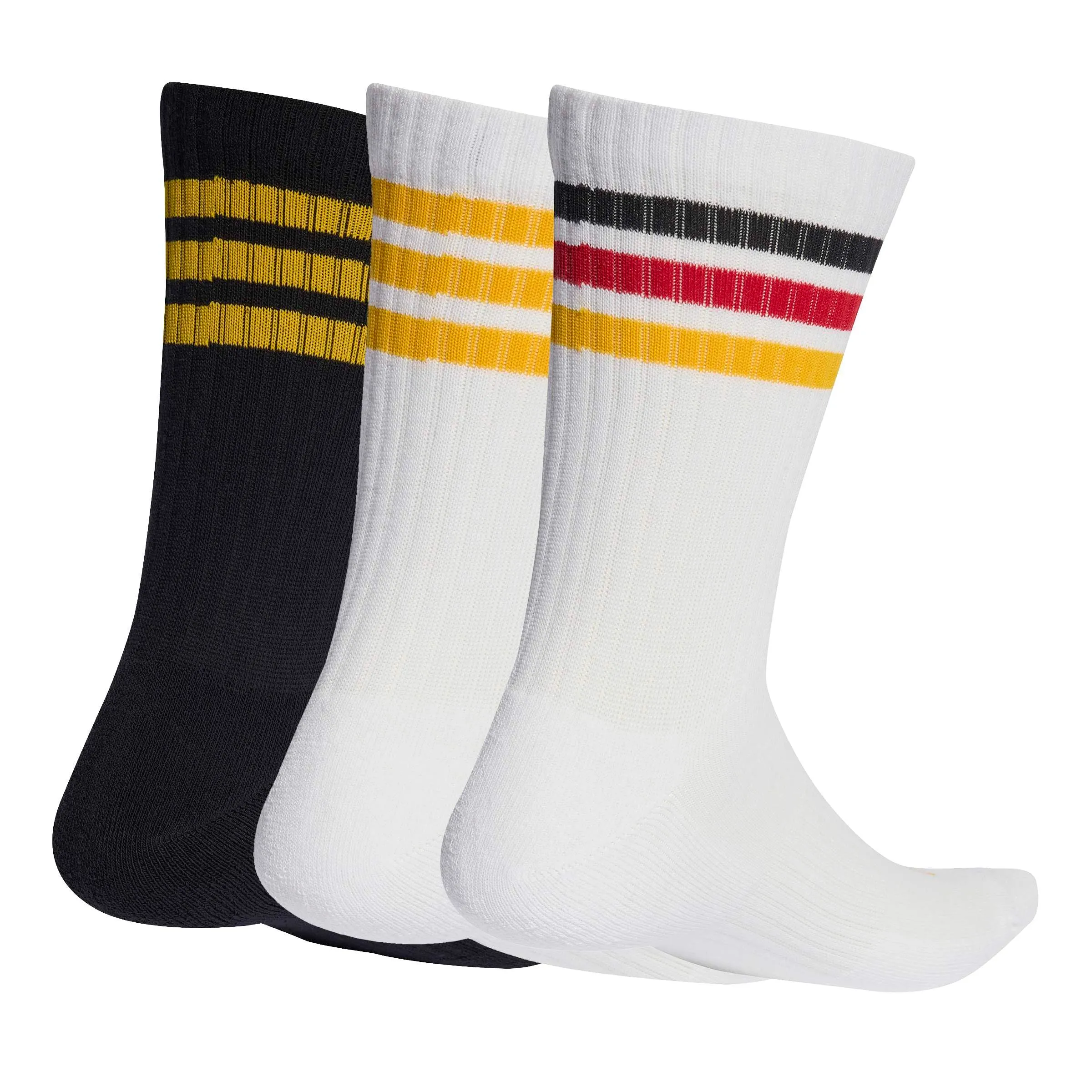 adidas Unisex - Adulto 3STRIPES CUSHIONED SPORTSWEAR CREW SOCKS 3 PAIR PACK, white/black/collegiate gold, 45-48 - immagine 3