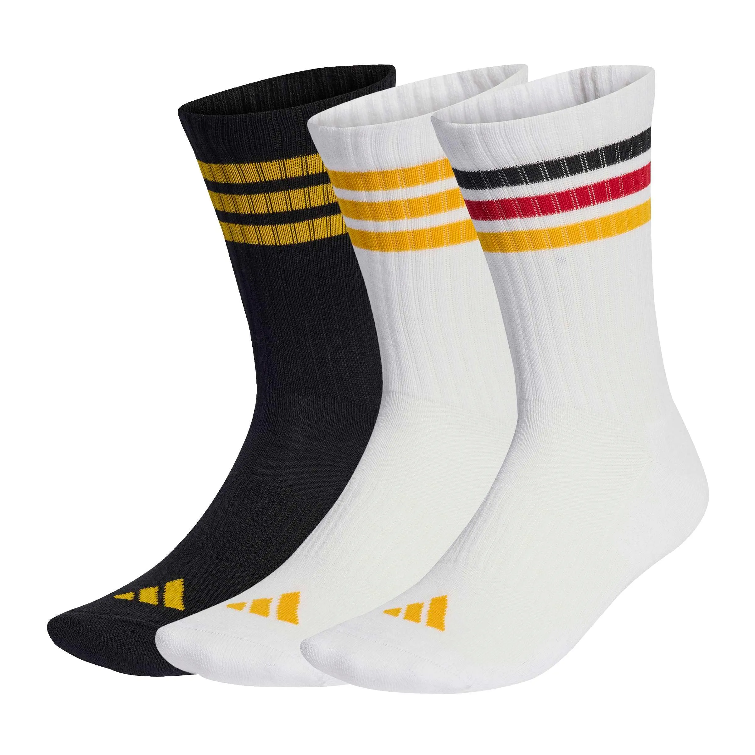 adidas Unisex - Adulto 3STRIPES CUSHIONED SPORTSWEAR CREW SOCKS 3 PAIR PACK, white/black/collegiate gold, 42-45 - immagine 1
