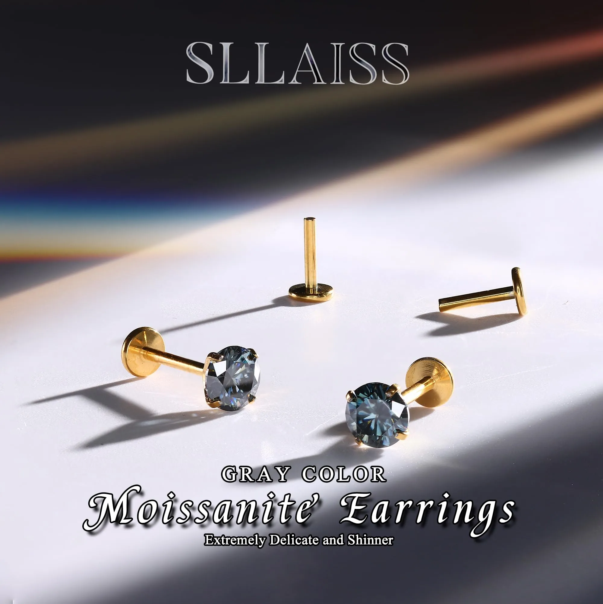 SLLAISS Orecchini Moissanite Uomo Donna in Titanio G23 - immagine 7