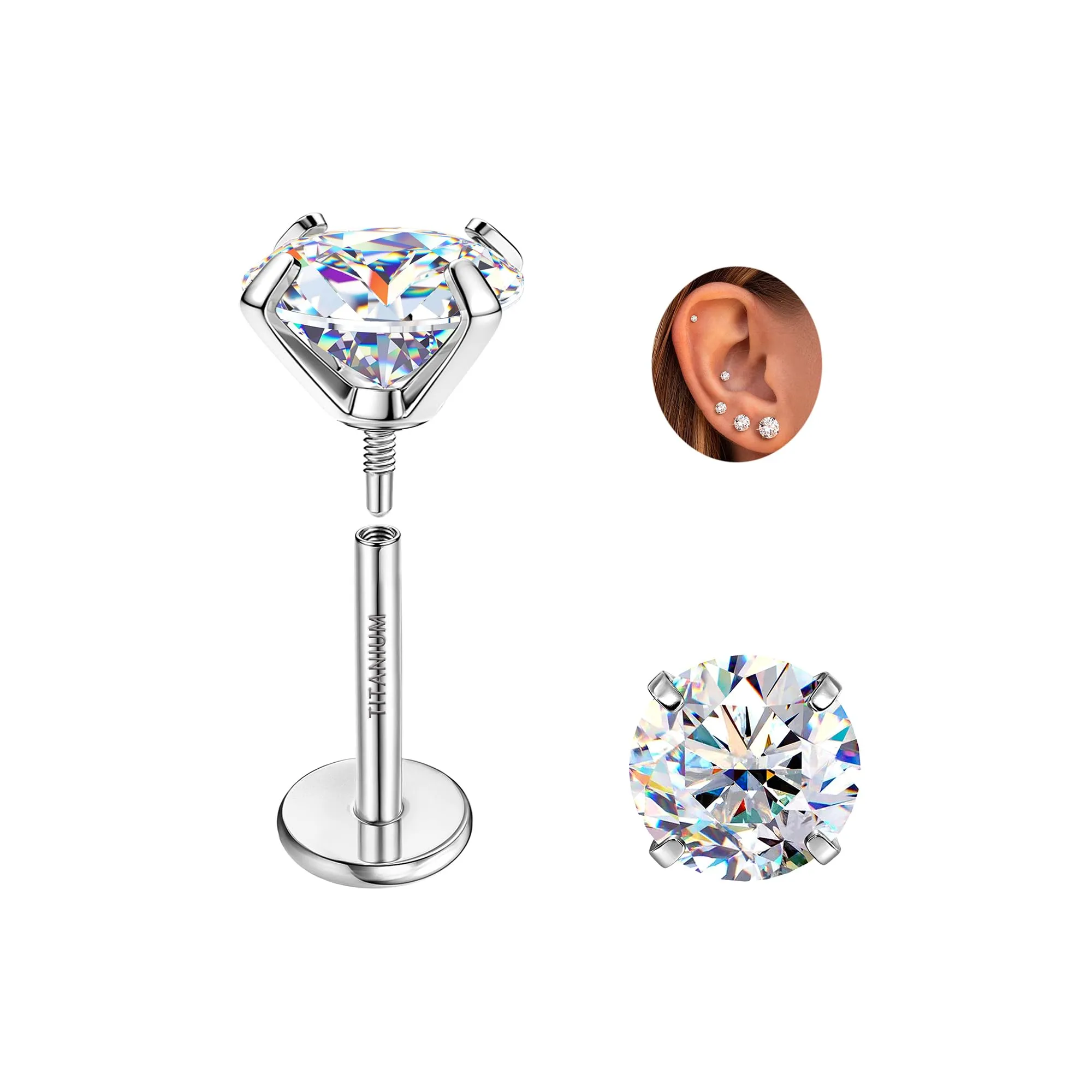 SLLAISS Orecchini Moissanite Uomo Donna in Titanio G23 - immagine 1