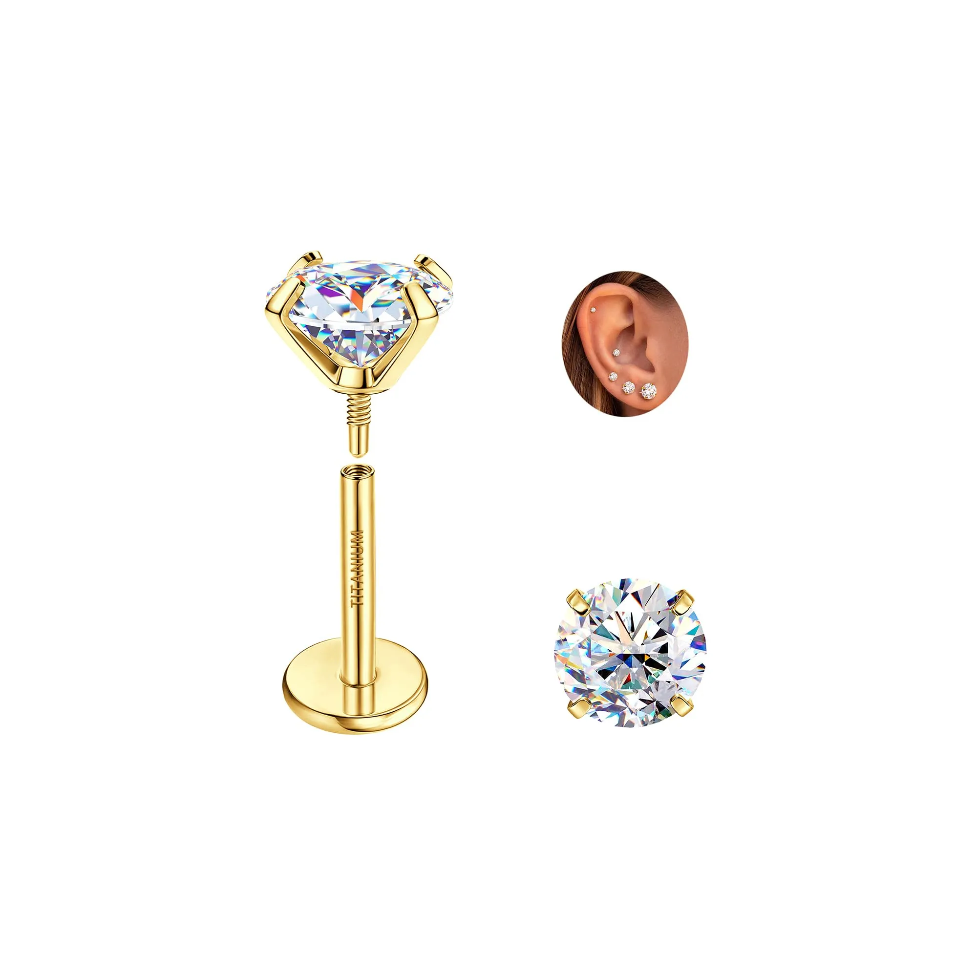 SLLAISS Orecchini Moissanite Uomo Donna in Titanio G23 - immagine 1
