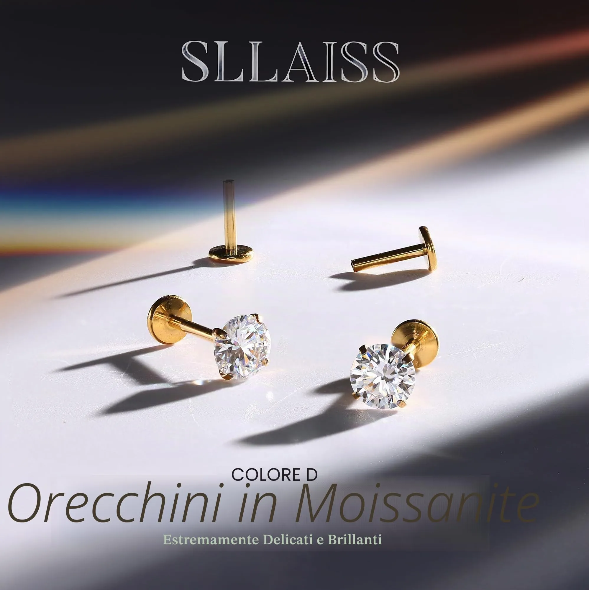 SLLAISS Orecchini Moissanite Uomo Donna in Titanio G23 - immagine 7
