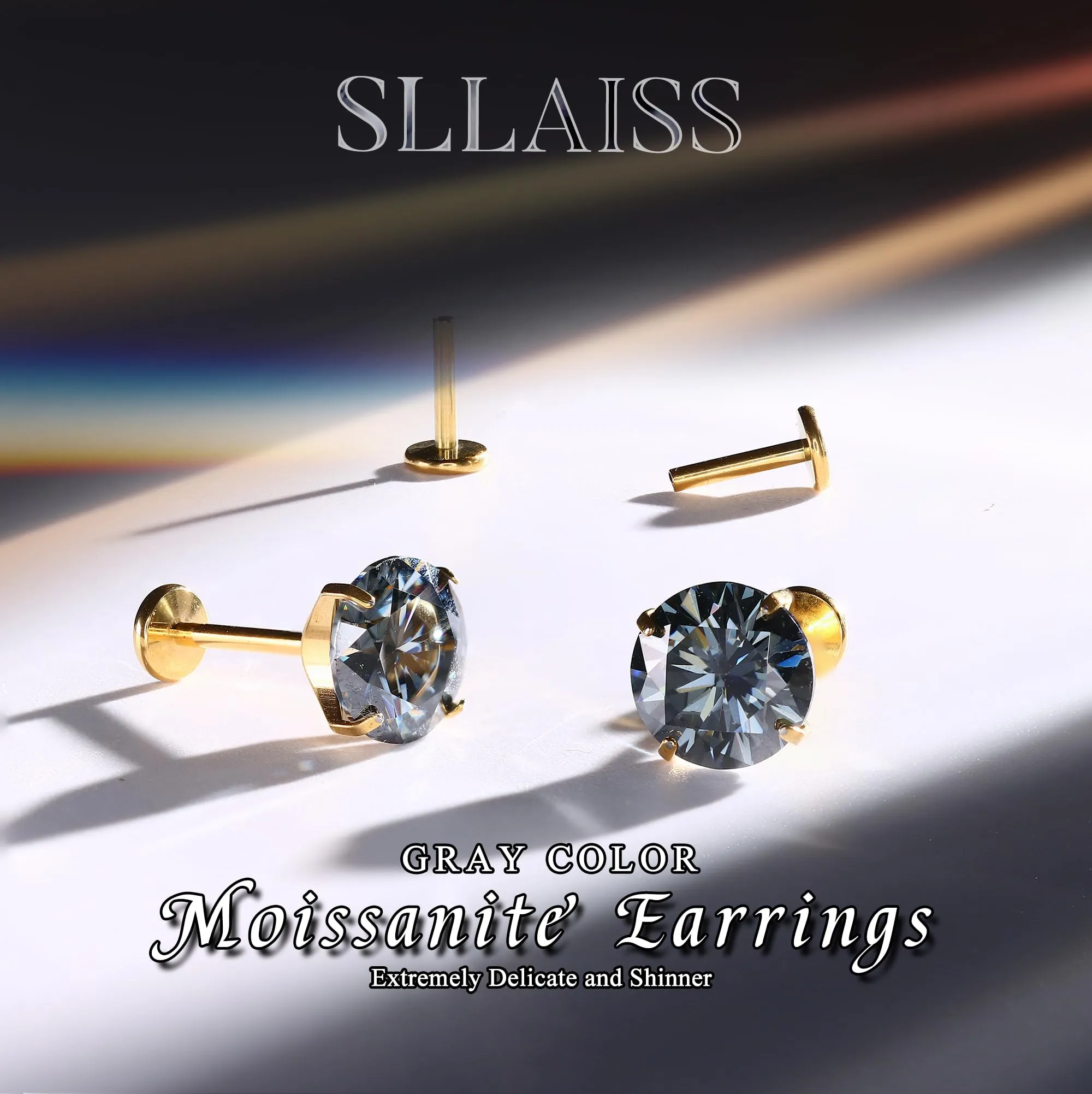 SLLAISS Orecchini Moissanite Uomo Donna in Titanio G23 - immagine 7