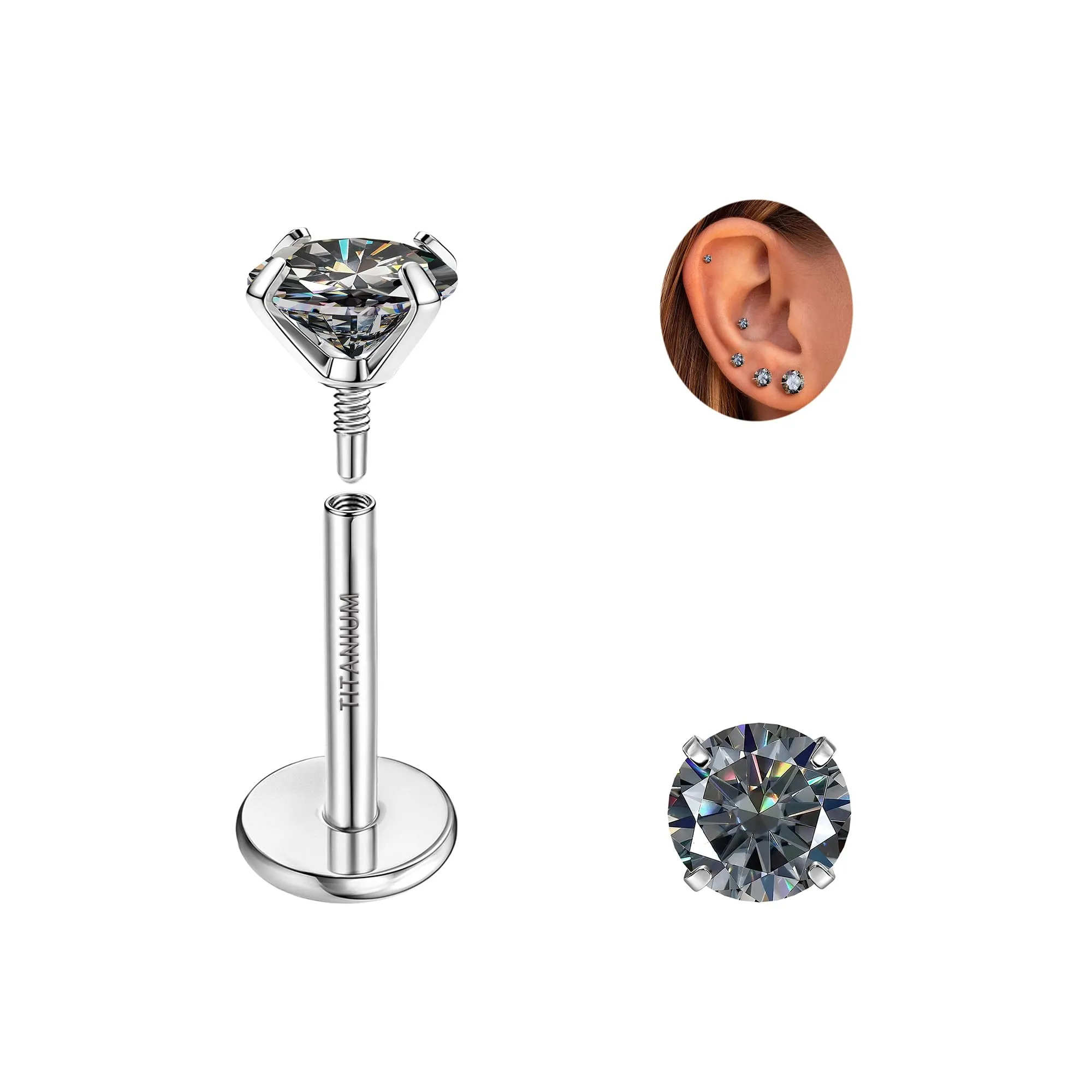 SLLAISS Orecchini Moissanite Uomo Donna in Titanio G23 - immagine 1
