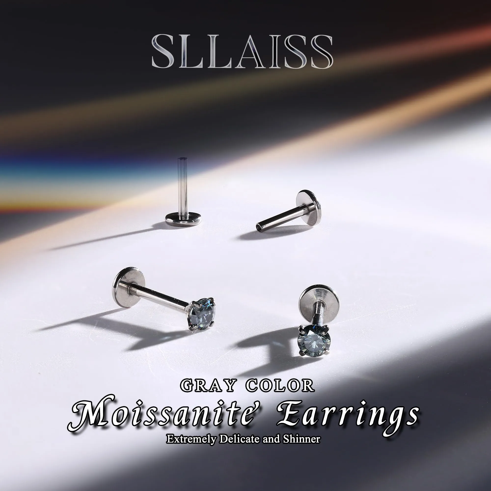 SLLAISS Orecchini Moissanite Uomo Donna in Titanio G23 - immagine 7