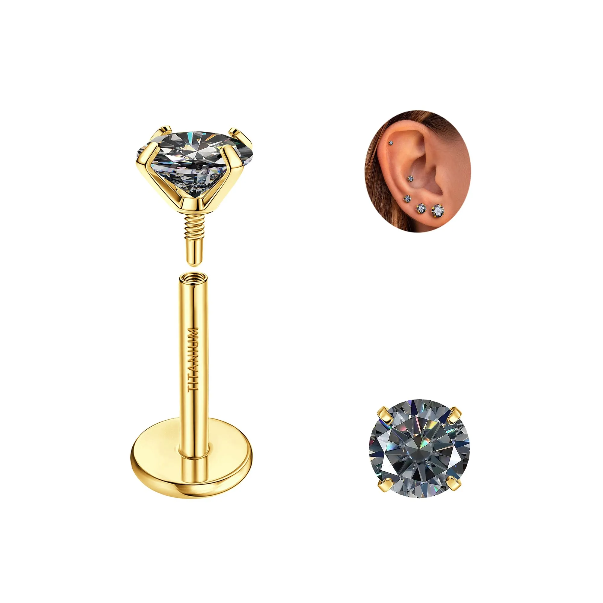SLLAISS Orecchini Moissanite Uomo Donna in Titanio G23 - immagine 1
