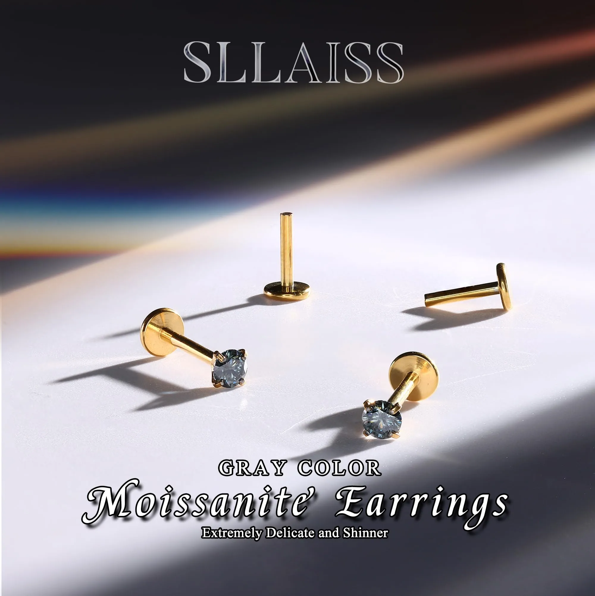 SLLAISS Orecchini Moissanite Uomo Donna in Titanio G23 - immagine 7