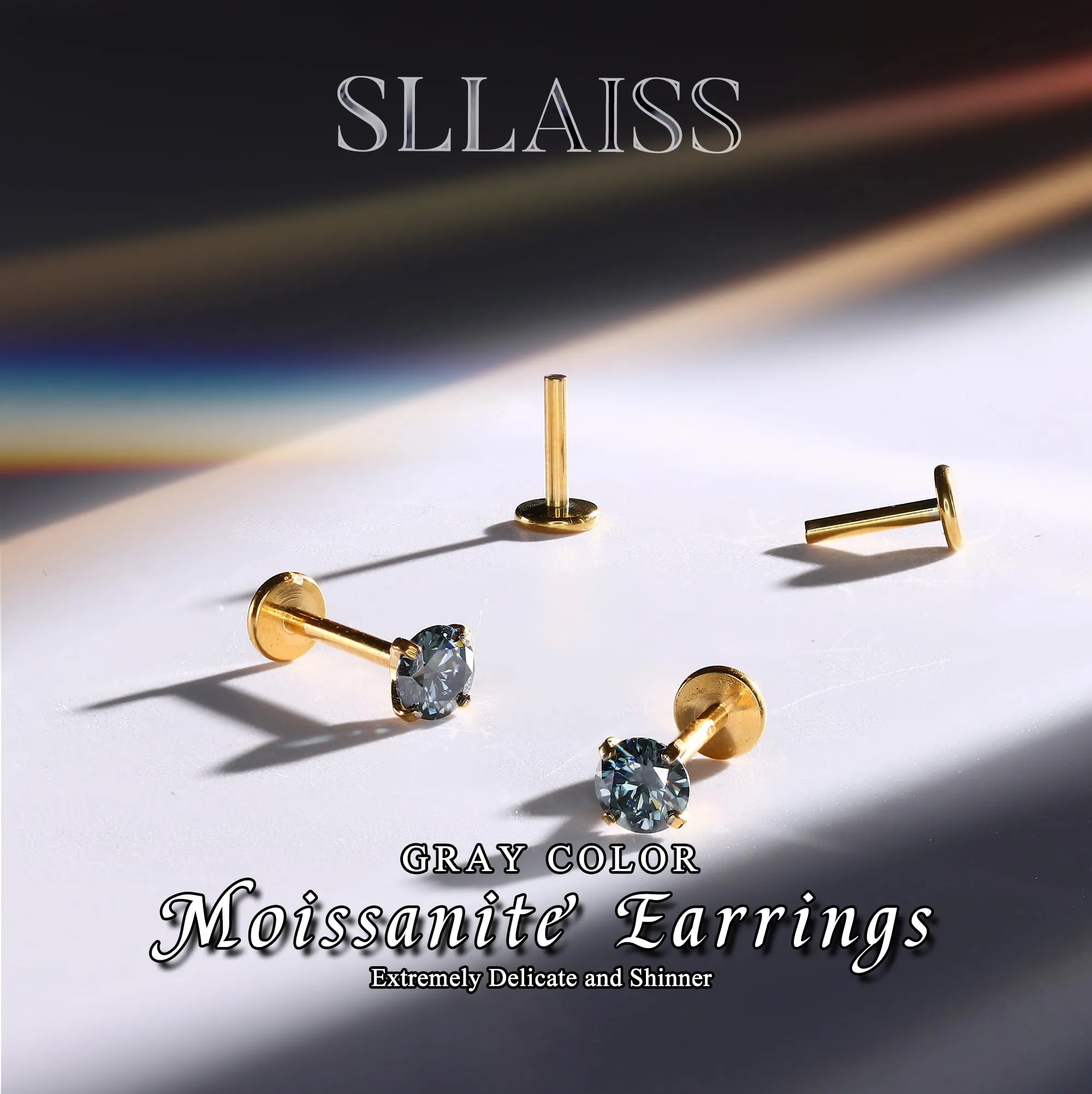 SLLAISS Orecchini Moissanite Uomo Donna in Titanio G23 - immagine 7